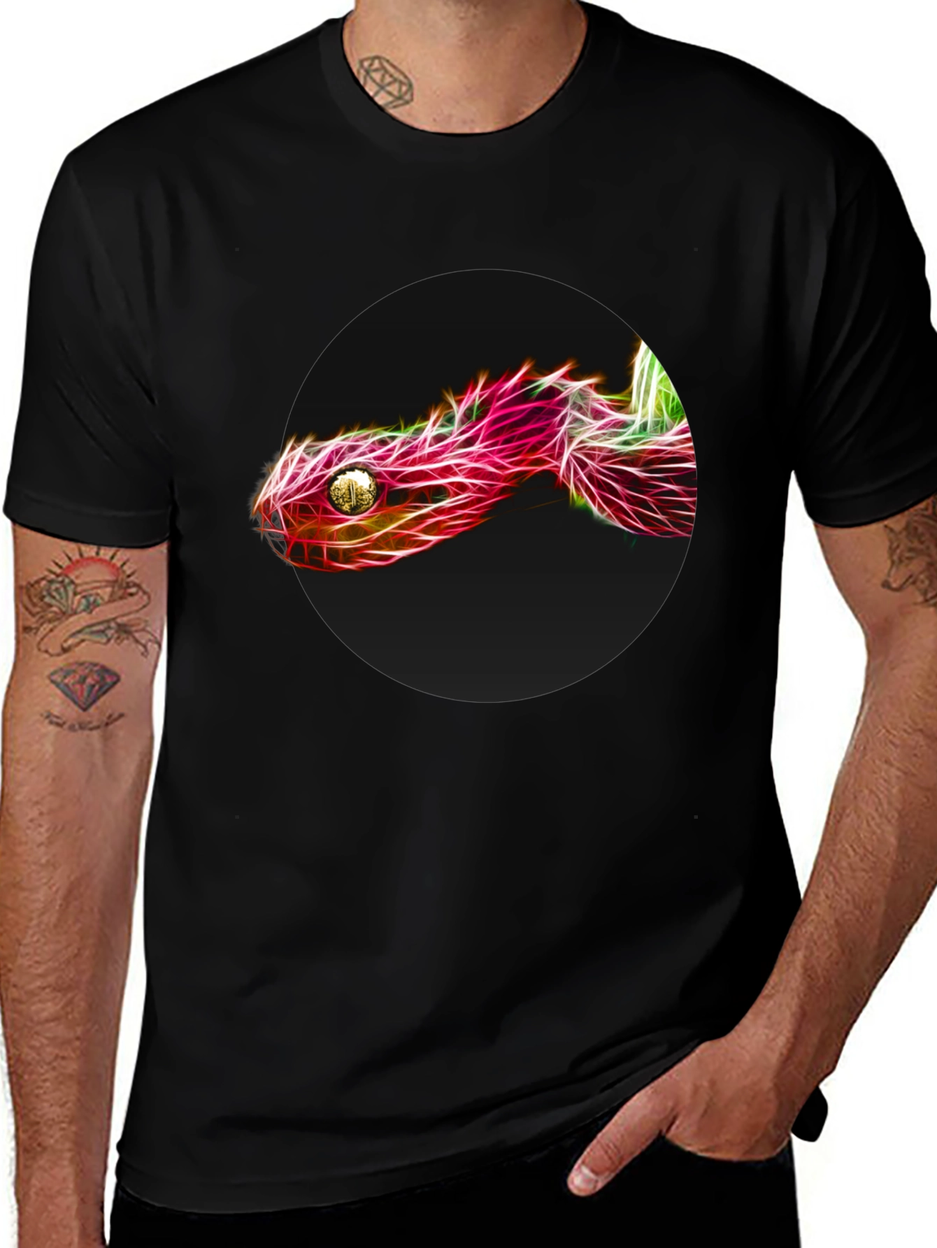 Neon Snake Graphic T-Shirt - Stylish Animal Tee
