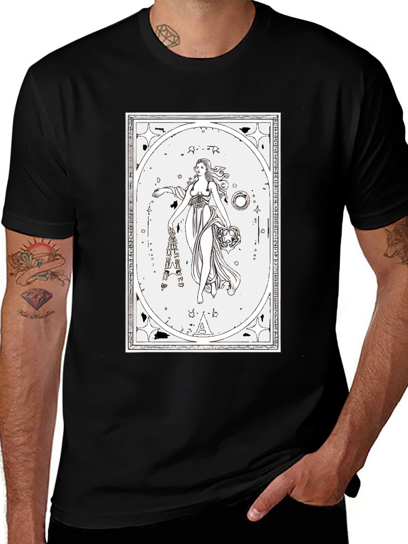 Variant 6 of Mythic Maiden Graphic Tee - Unisex Black T-Shirt