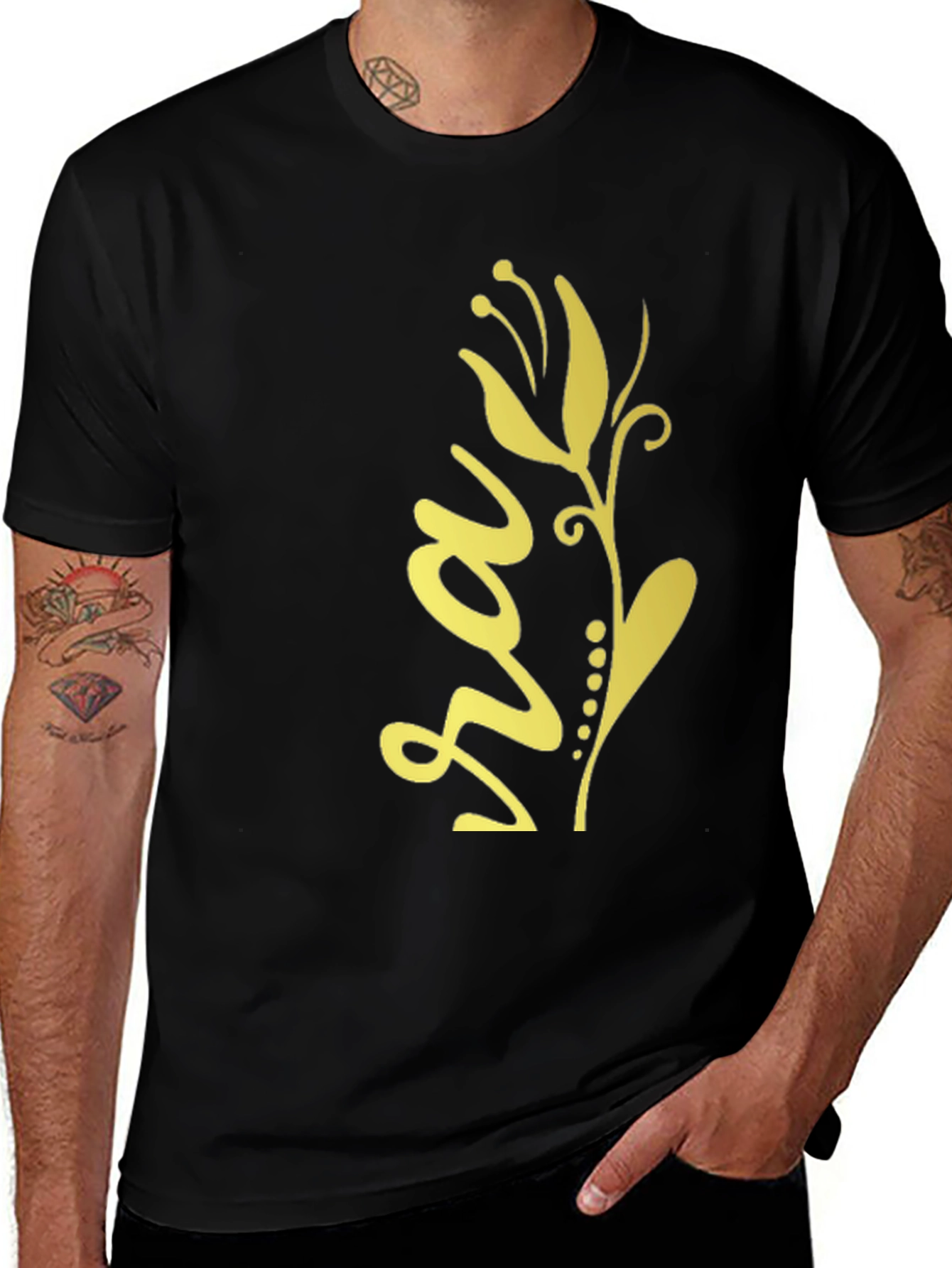 Variant 16 of Floral Graphic Print Black T-Shirt