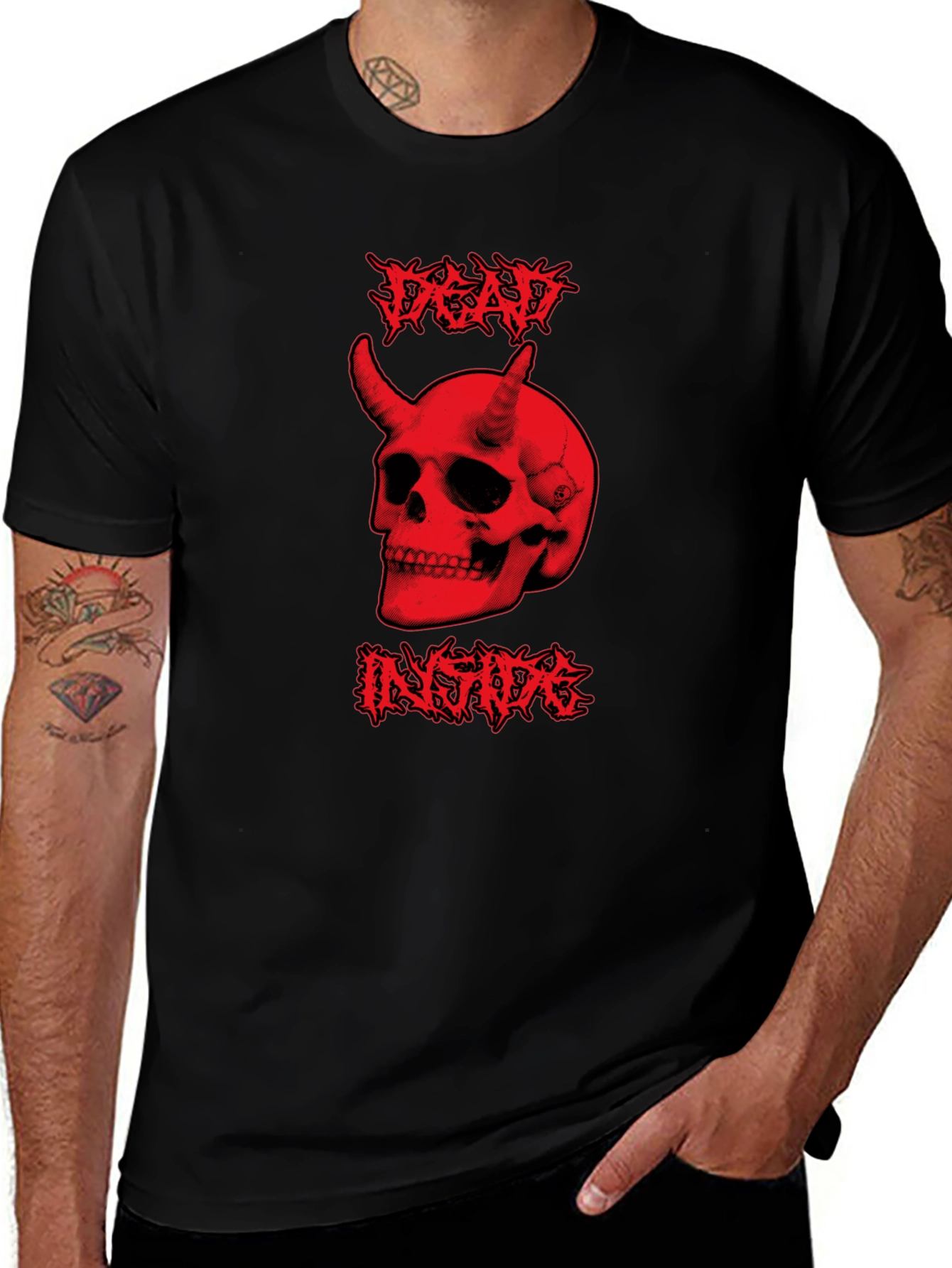 Variant 7 of Dead Inside Skull Graphic Tee - Black