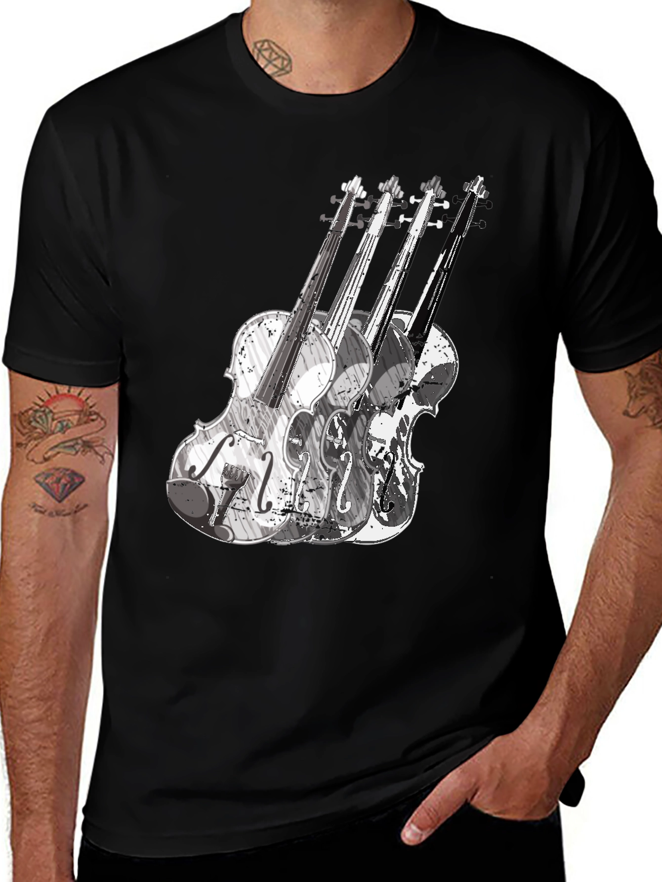 Variant 18 of Violin Graphic Tee - Black Music T-Shirt
