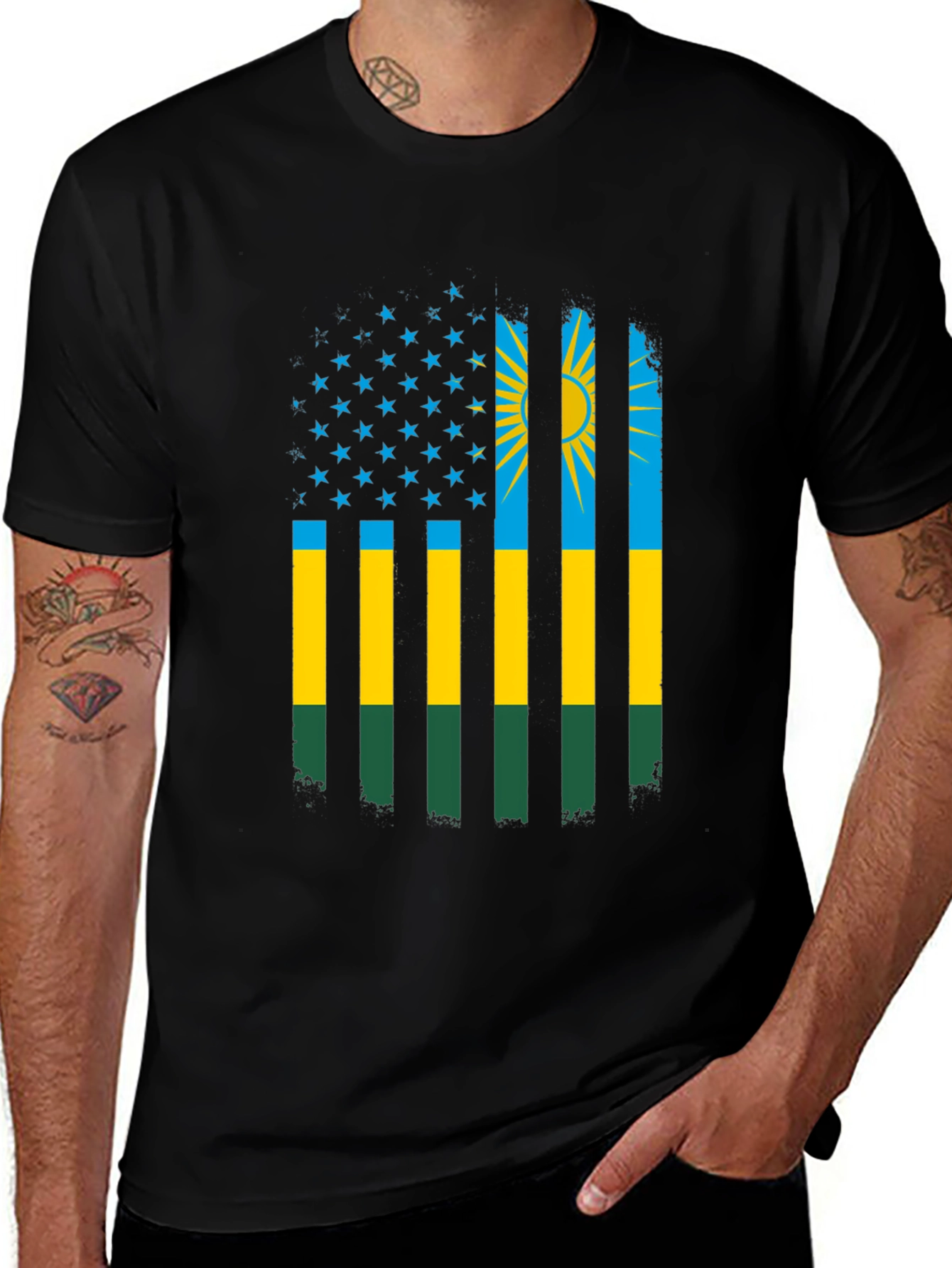 Rwanda Flag American Patriot T-Shirt