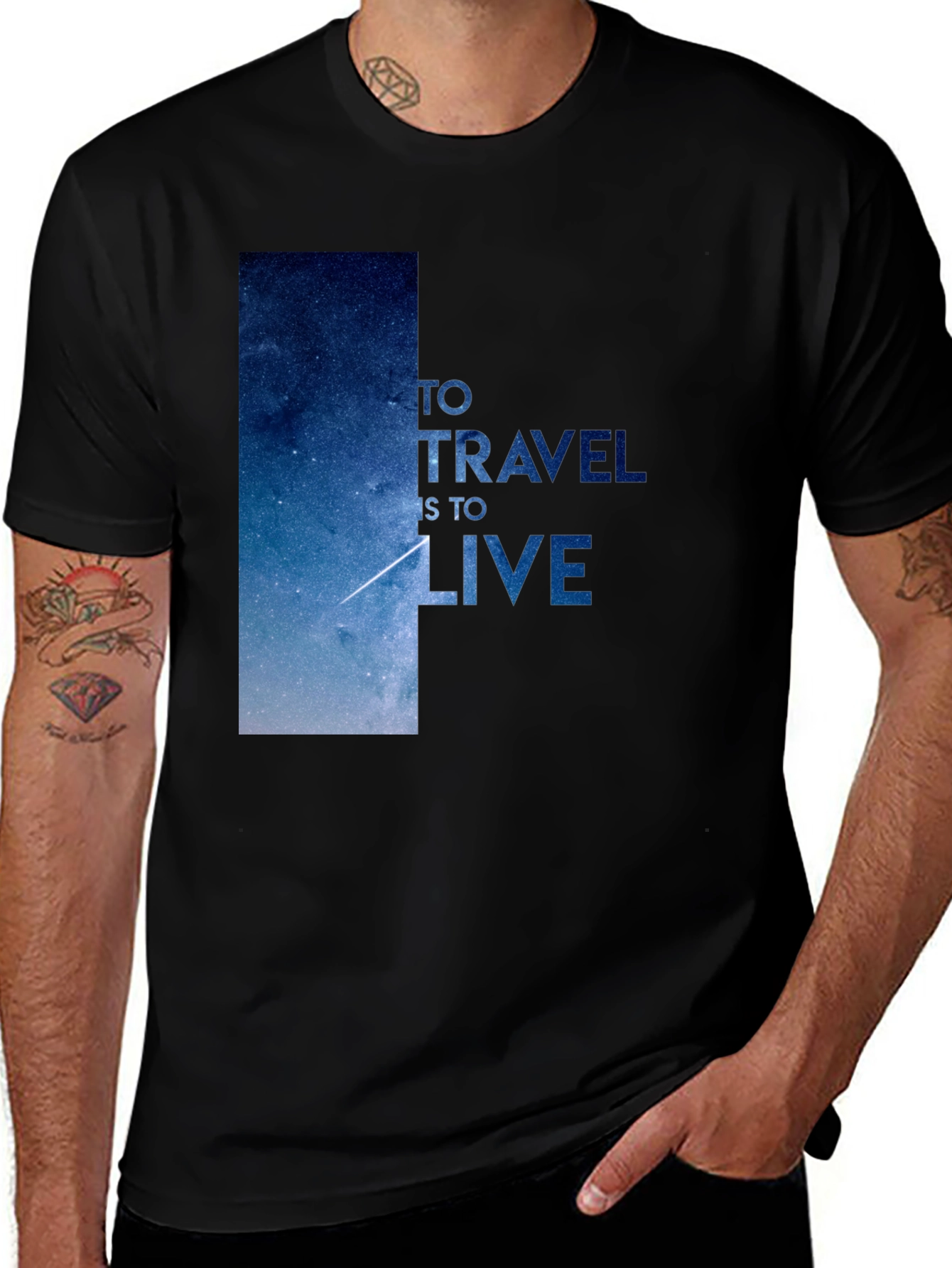 Variant 14 of Travel to Live Graphic T-Shirt - Black