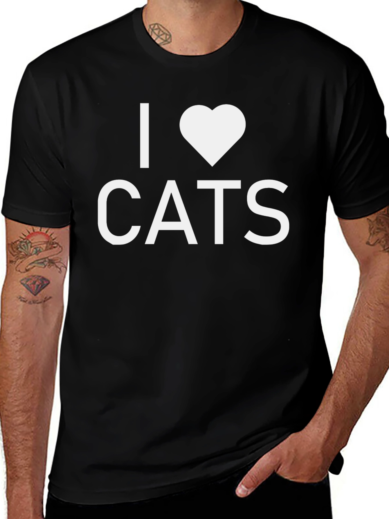 Variant 22 of I Heart Cats Graphic Tee - Black Cotton T-Shirt