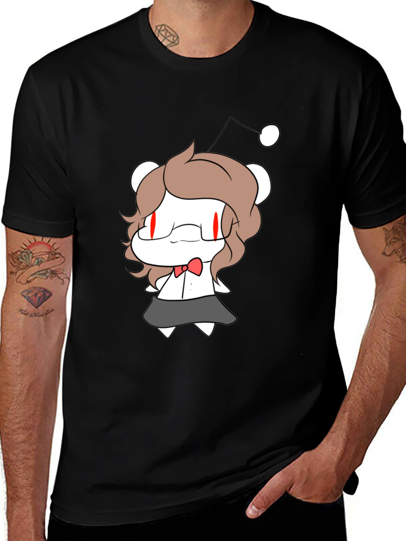 Variant 12 of Fun Cartoon Graphic Black T-Shirt