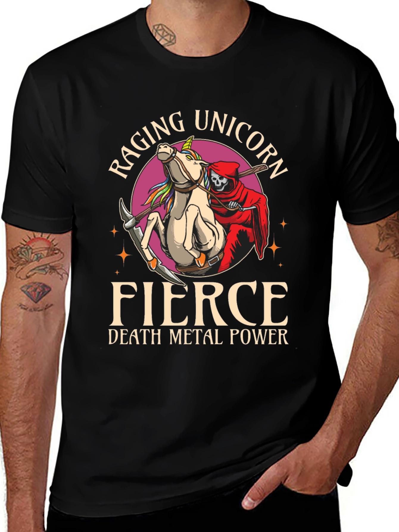 Variant 11 of Raging Unicorn Fierce Death Metal Power T-Shirt