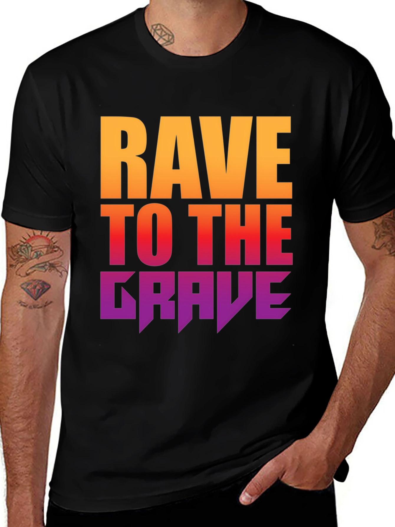 Variant 8 of Rave to the Grave Graphic Tee - Bold Gradient Design