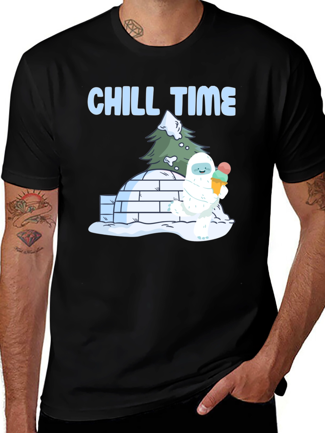 Black Chill Time Yeti Ice Cream T-Shirt main image