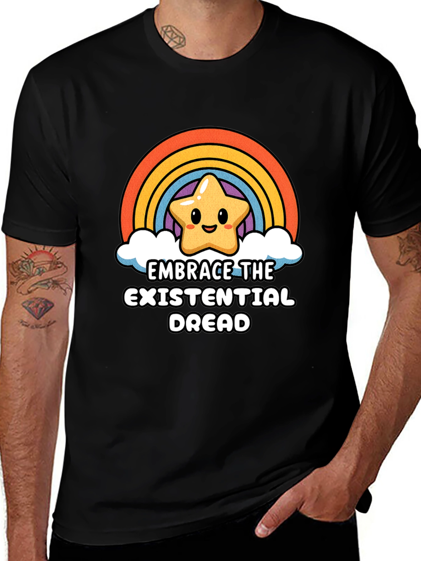 Variant 27 of Embrace Existential Dread T-Shirt - Rainbow Star Design