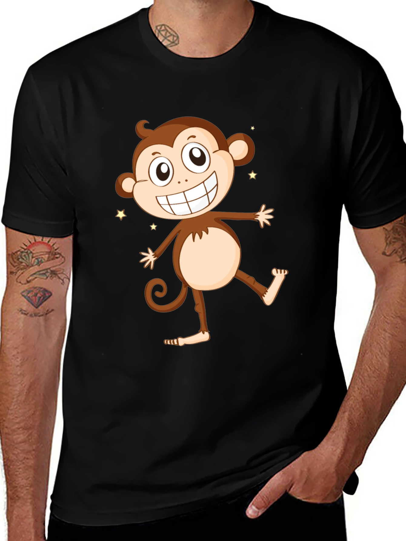 Variant 11 of Funny Monkey Graphic Tee - Black Cotton T-Shirt