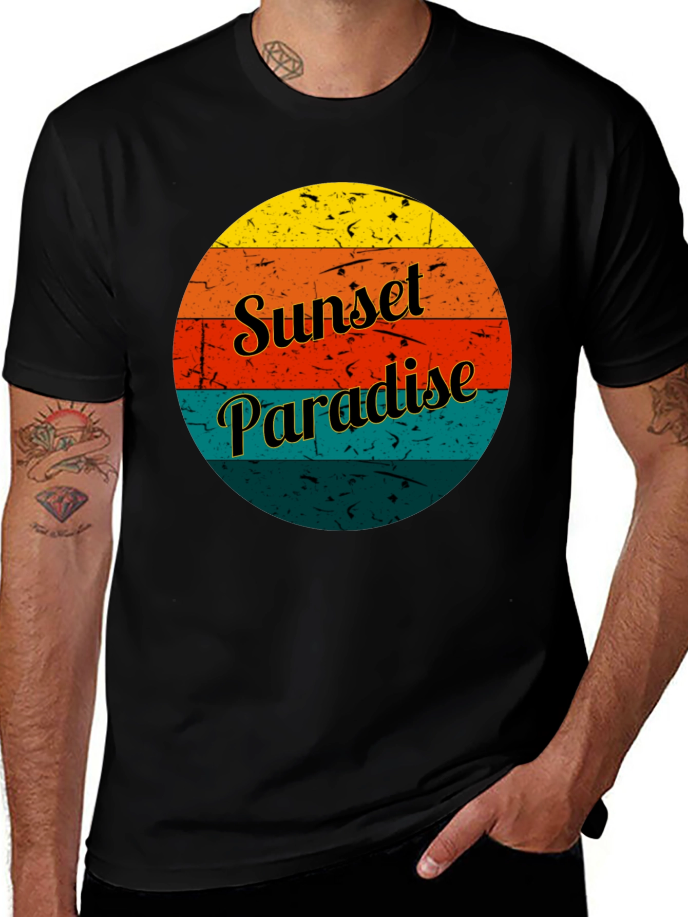 Sunset Paradise Retro Graphic T-Shirt
