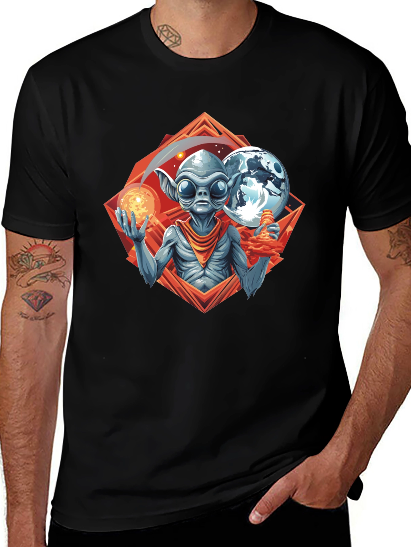 Variant 19 of Cosmic Alien T-Shirt - Worlds in Hand