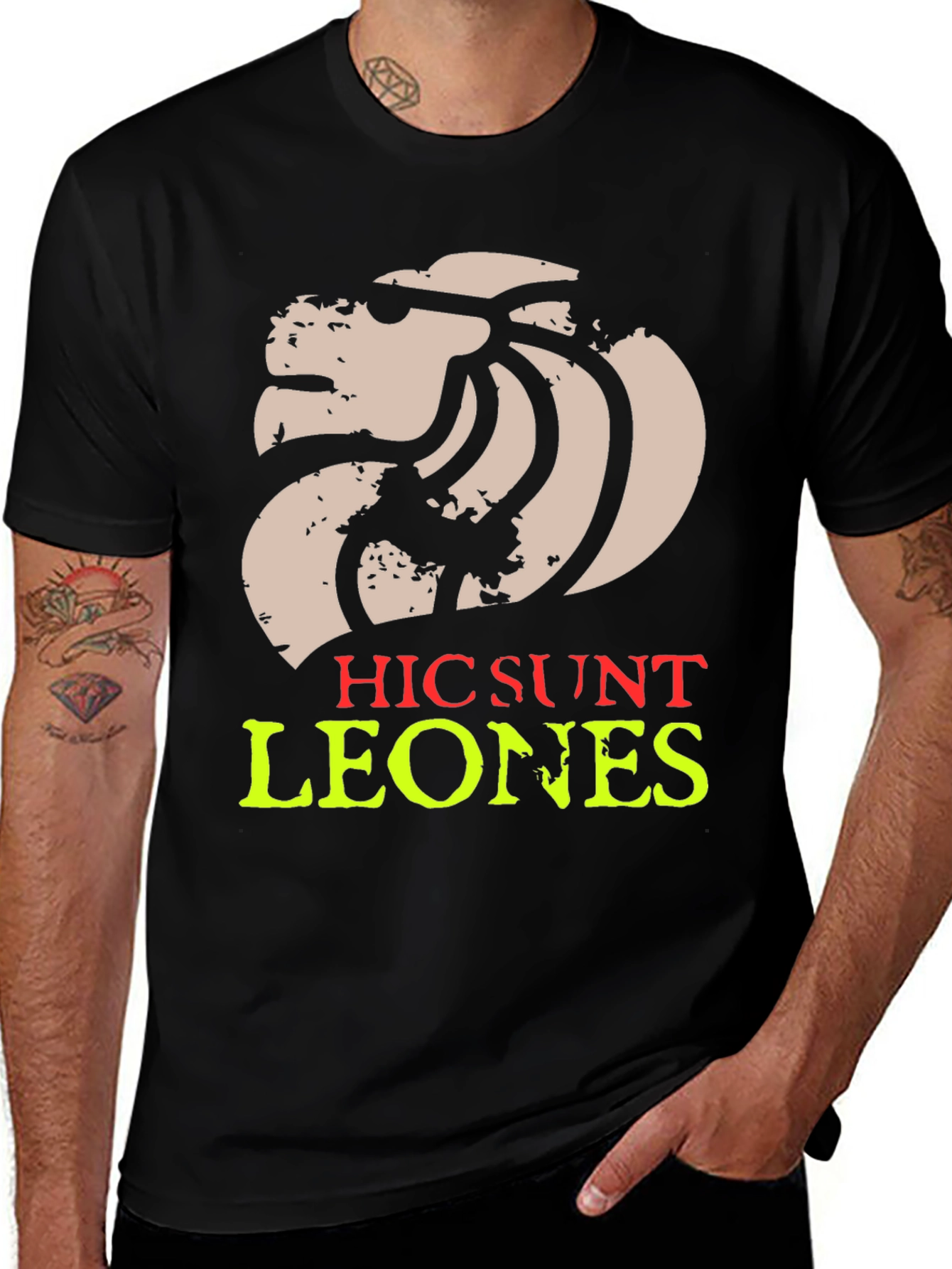 Variant 26 of Hic Sunt Leones Graphic Tee - Soft Black Cotton