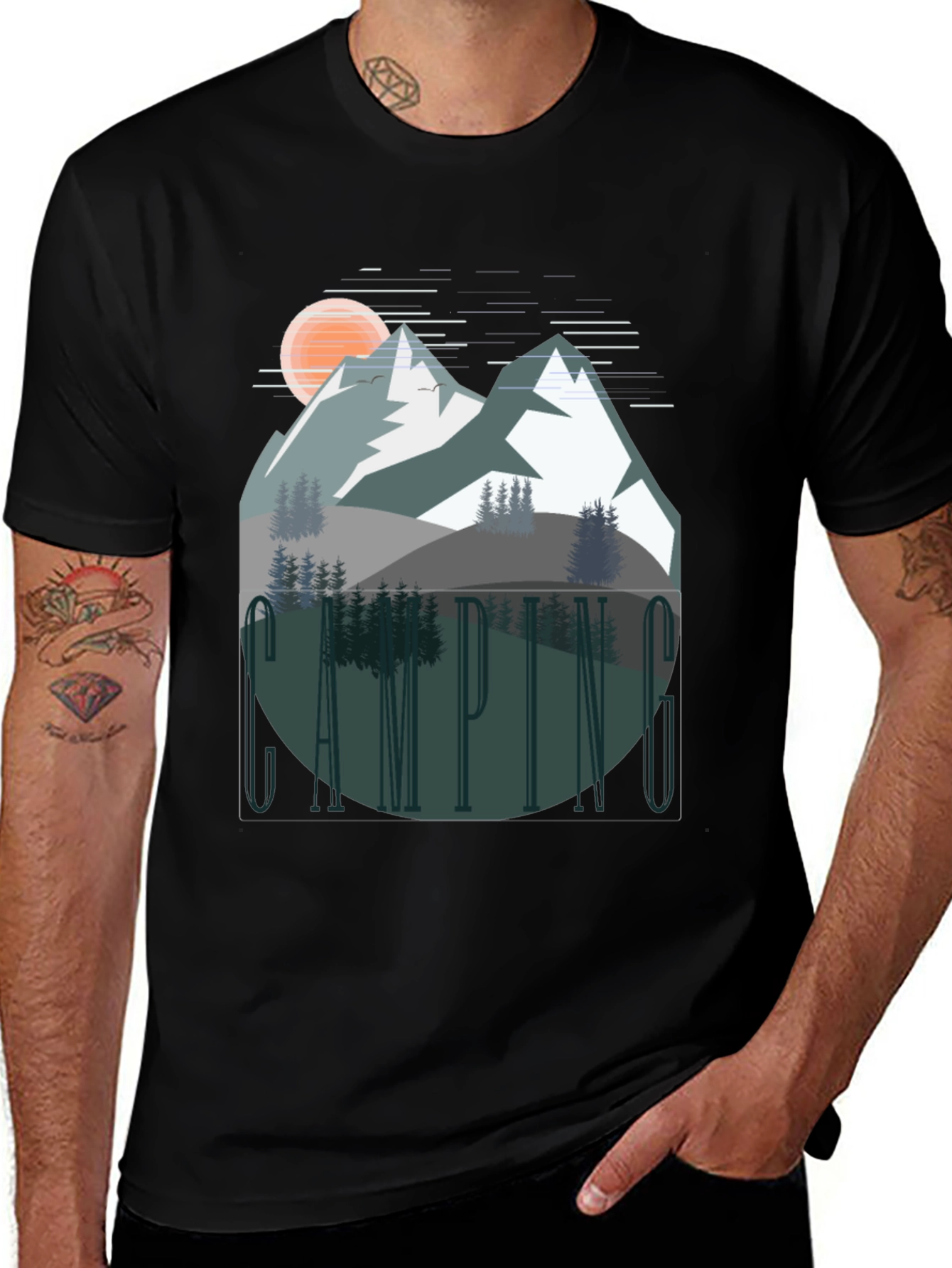 Variant 26 of Camping Mountain Graphic Tee - Adventure Awaits