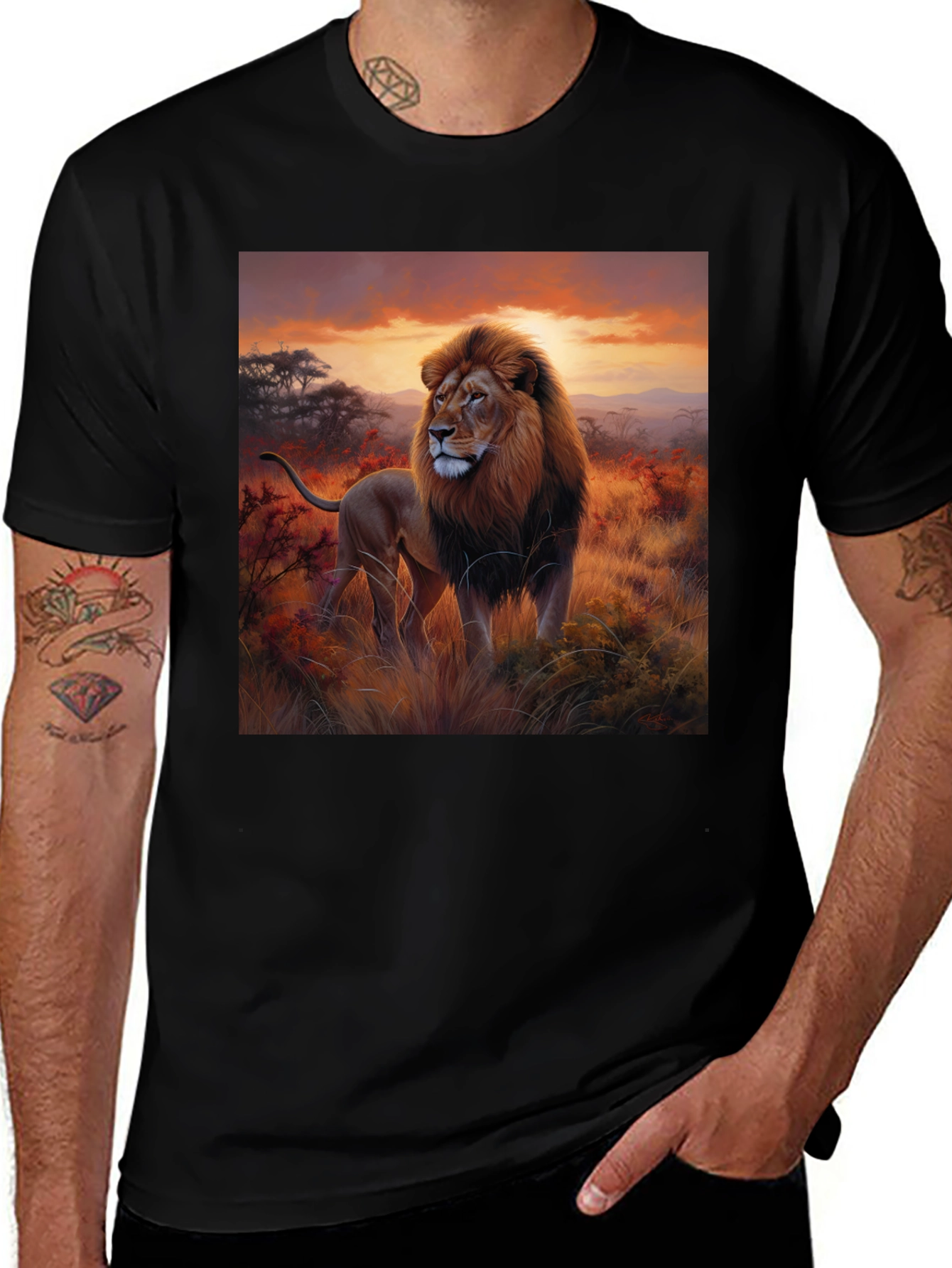Variant 4 of Lion King Graphic Tee - Majestic Animal Print Shirt