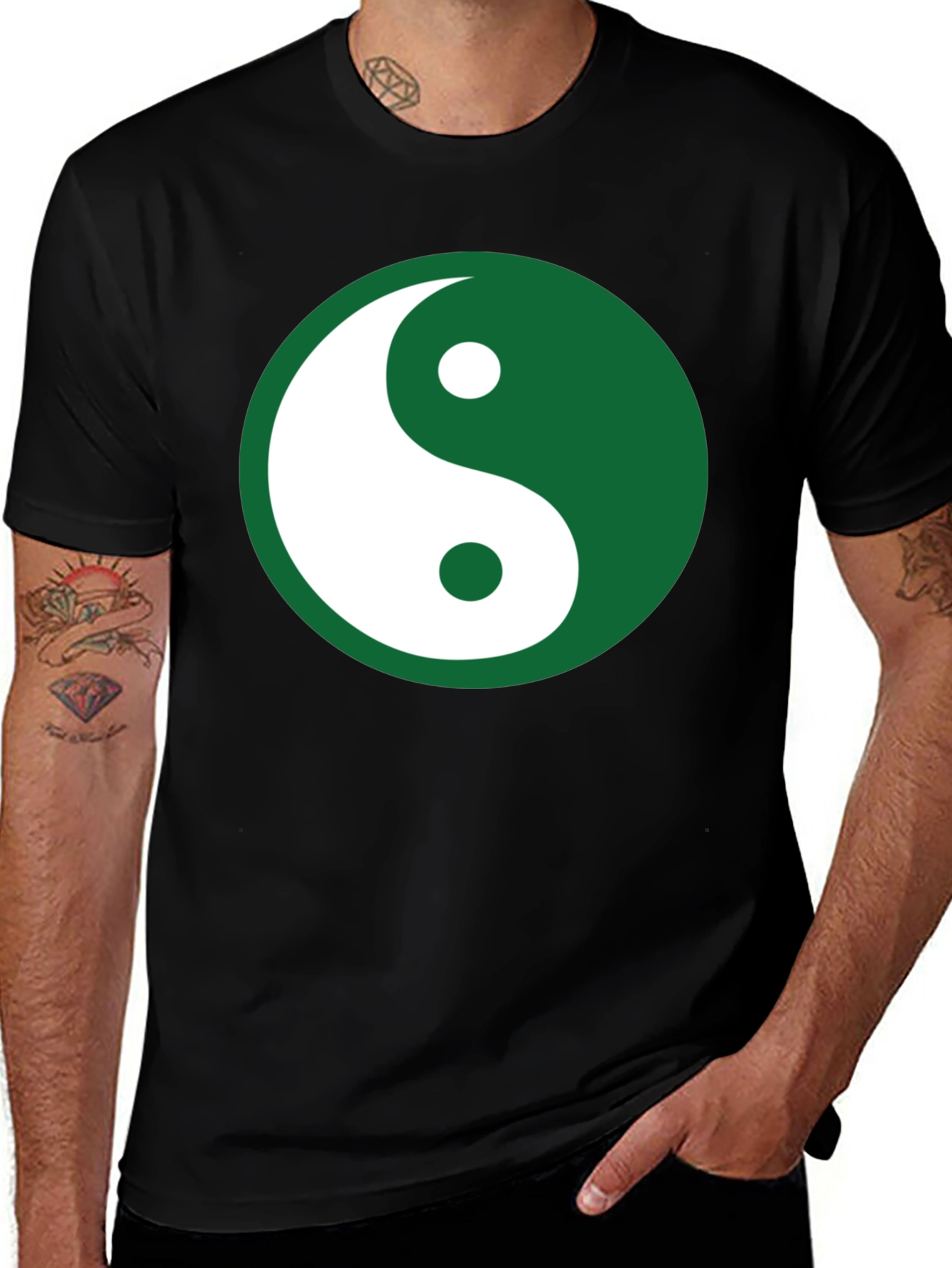 Variant 18 of Yin Yang Graphic Tee - Black Cotton Blend Comfort