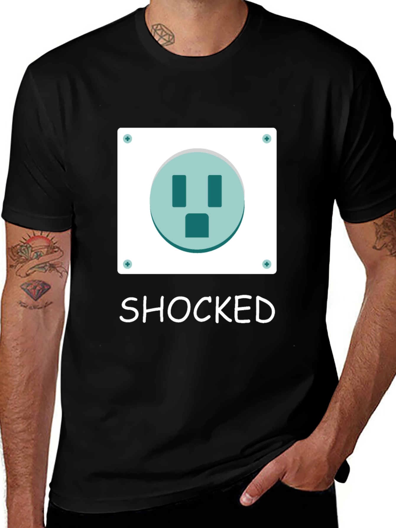 Shocked Outlet Graphic Tee - Funny T-Shirt