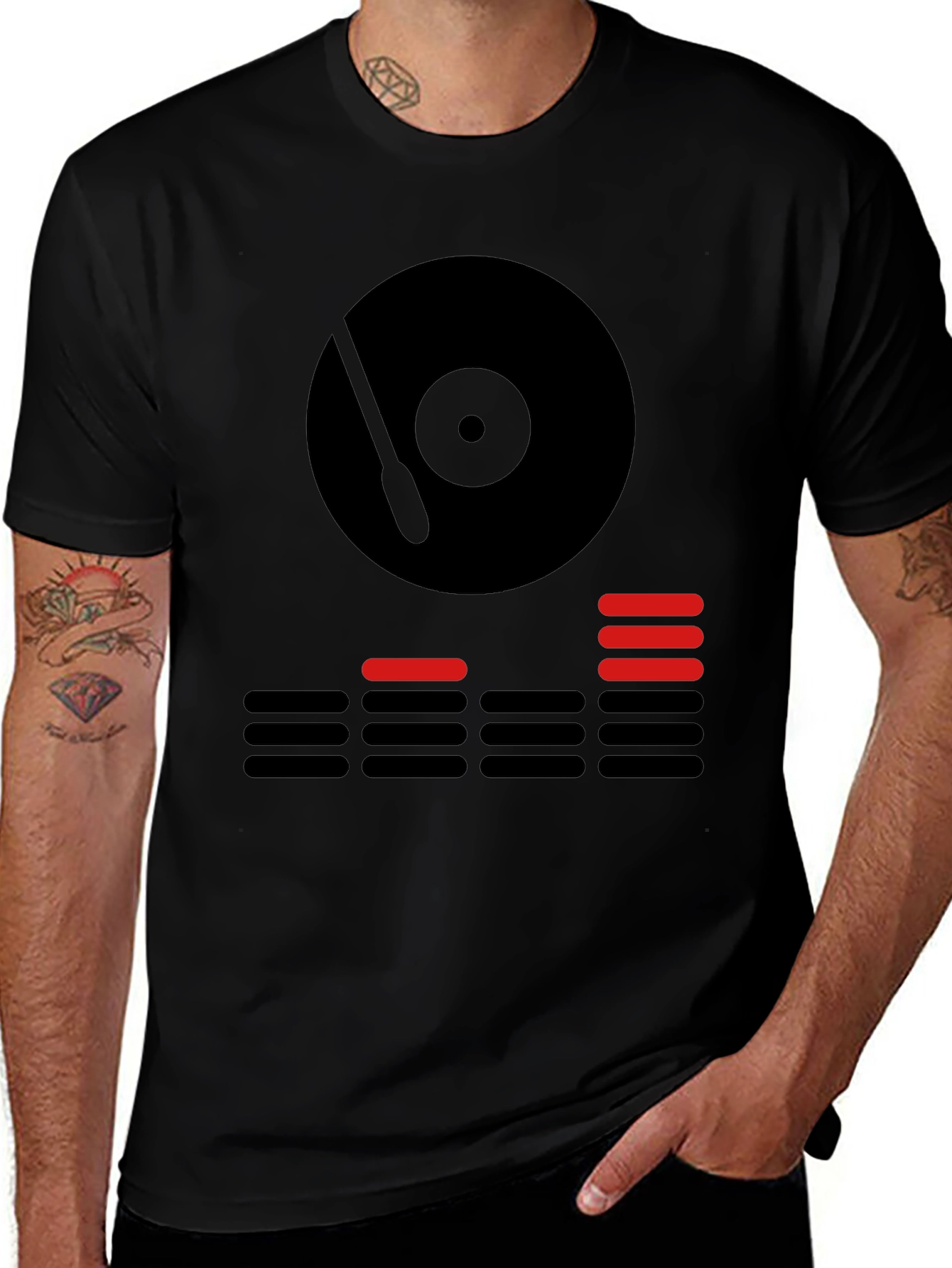 Variant 18 of DJ Turntable Graphic Tee - Black Cotton T-Shirt