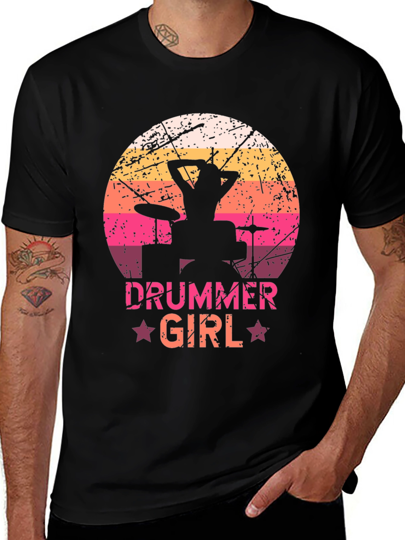 Drummer Girl Graphic T-Shirt - Music Lover Tee