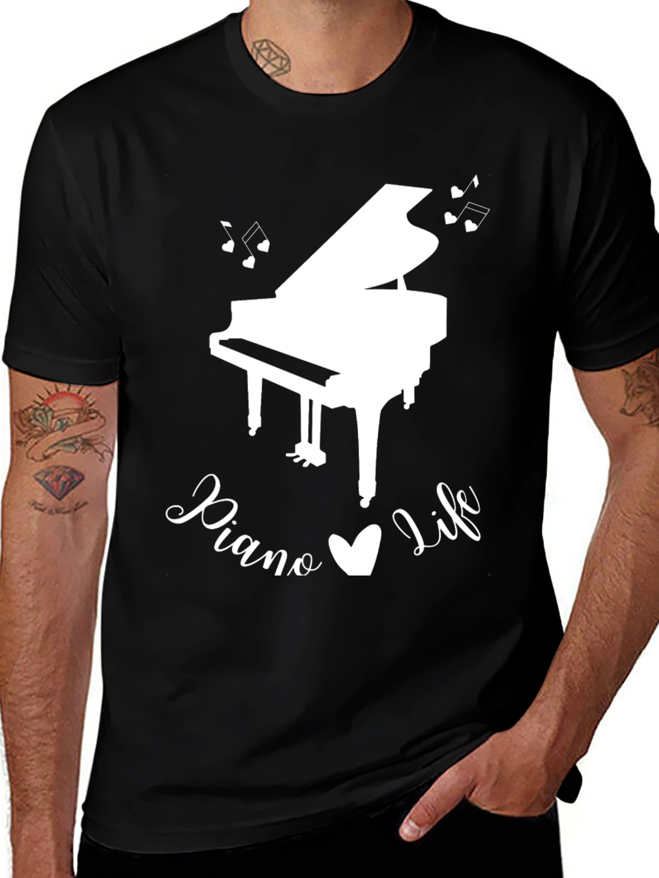 Variant 11 of Piano Life Graphic T-Shirt - Black