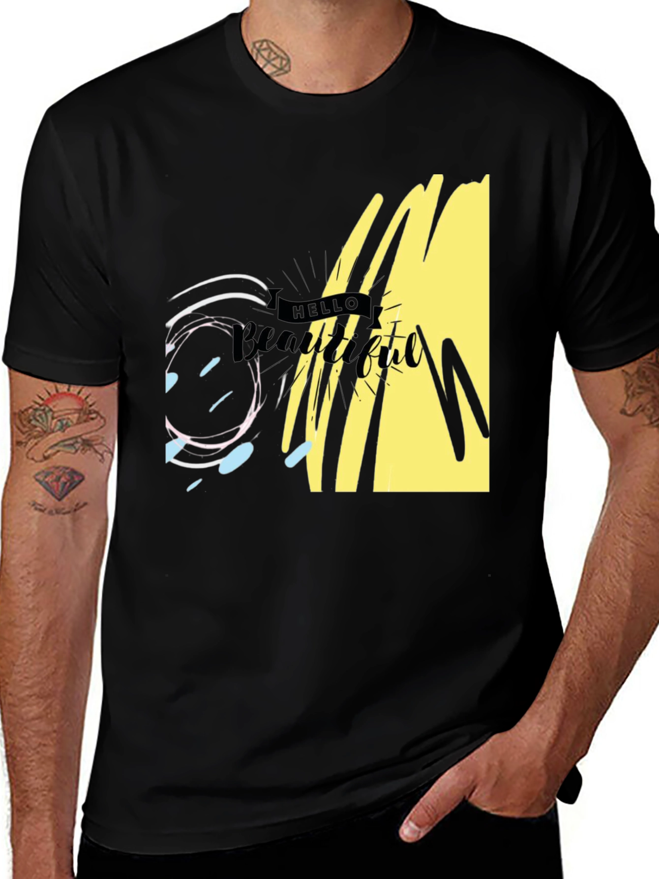 Variant 26 of Abstract Graphic Print Black T-Shirt