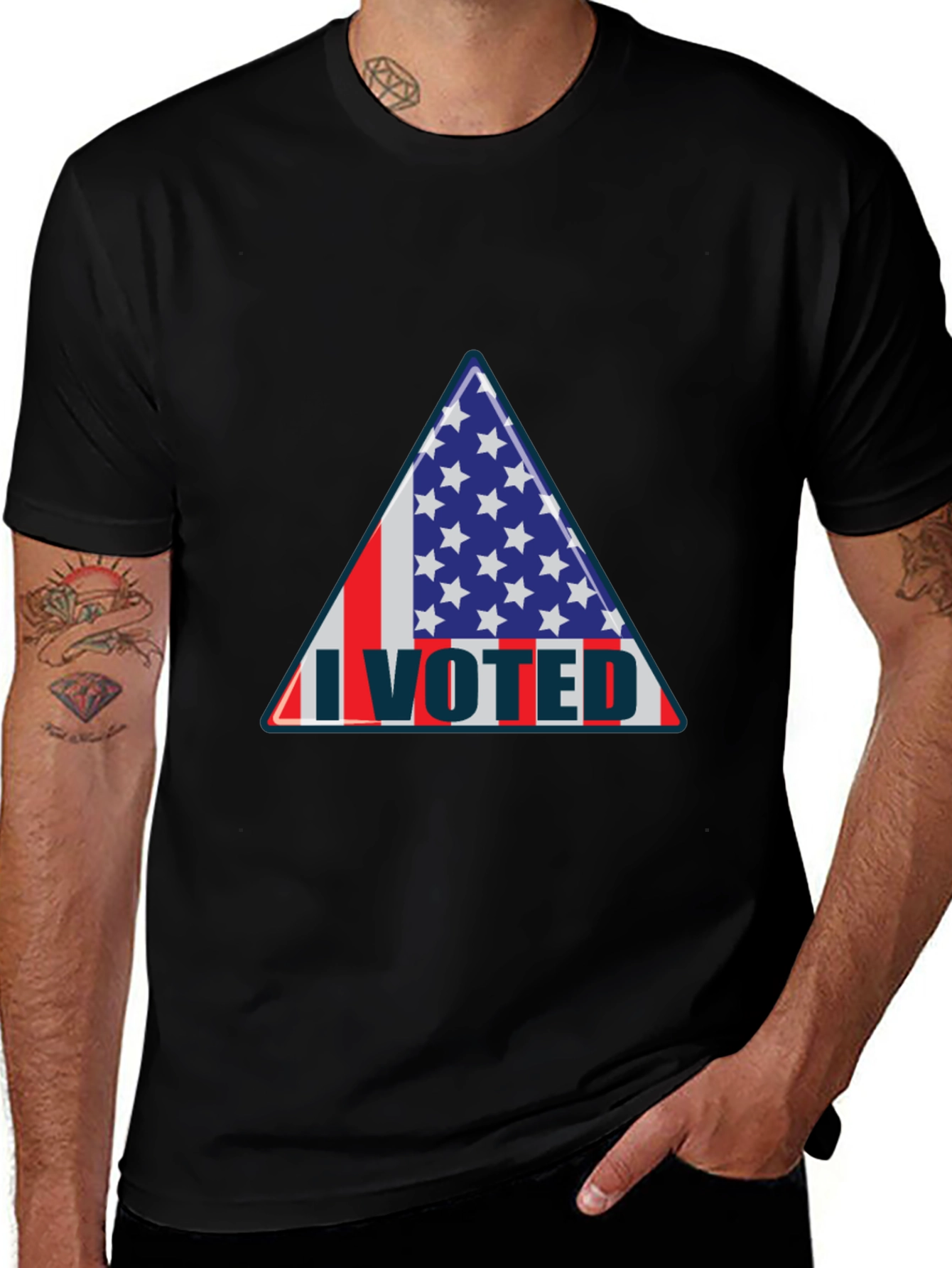 I Voted Patriotic Graphic Tee - USA Flag Design