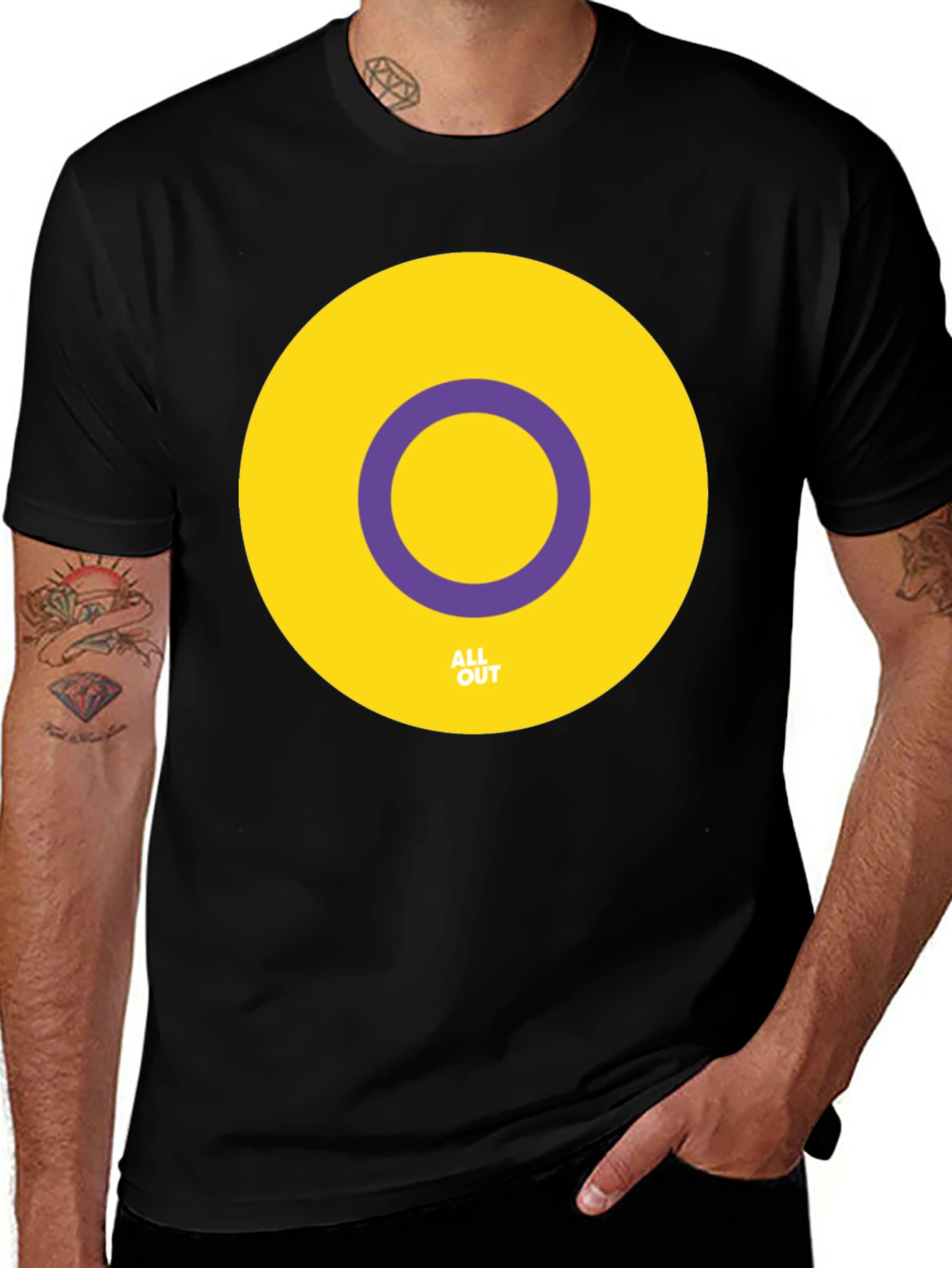 Intersex Pride Black T-Shirt - All Out
