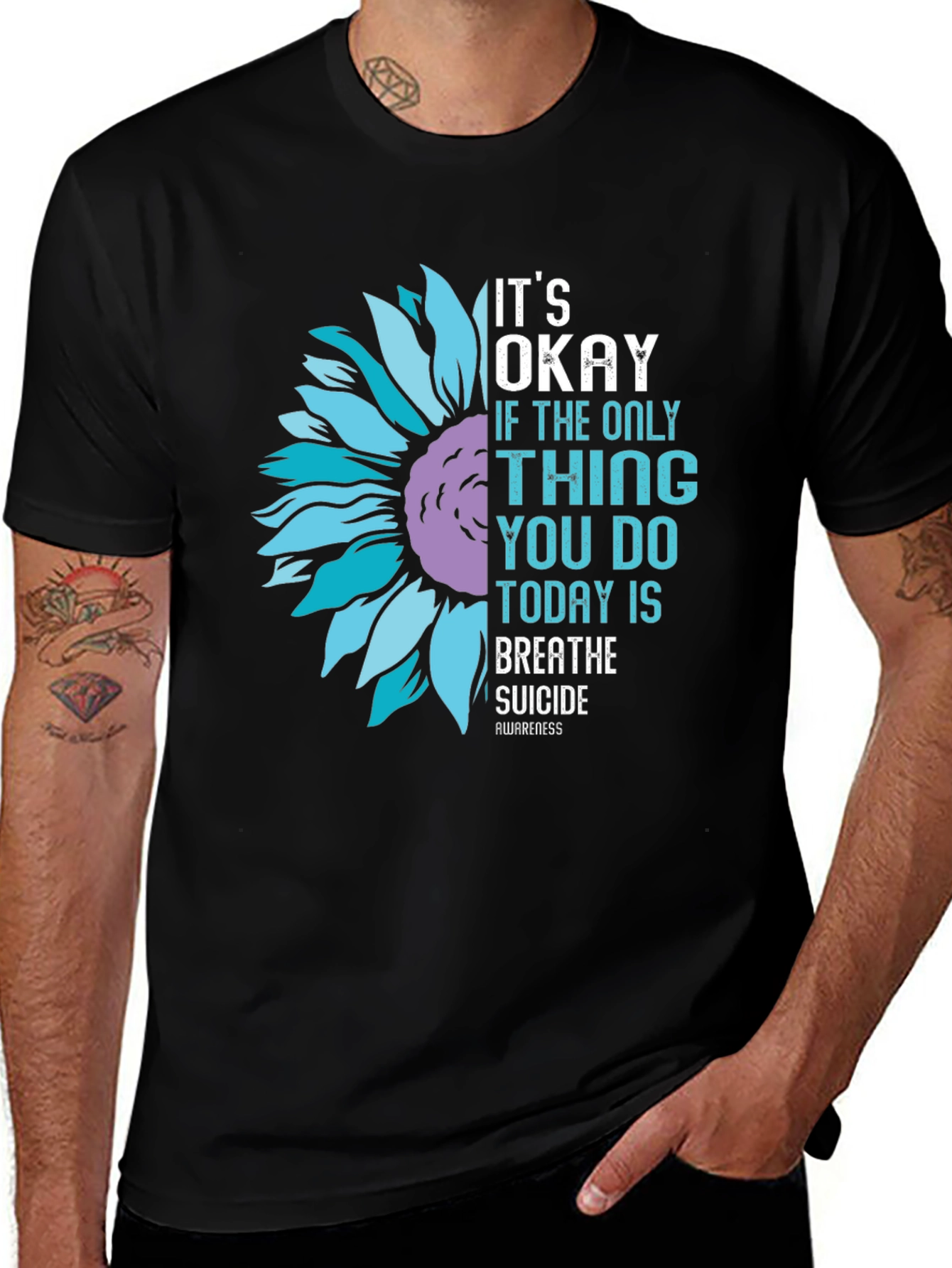 Variant 9 of It's Okay Breathe Suicide Awareness Graphic Tee