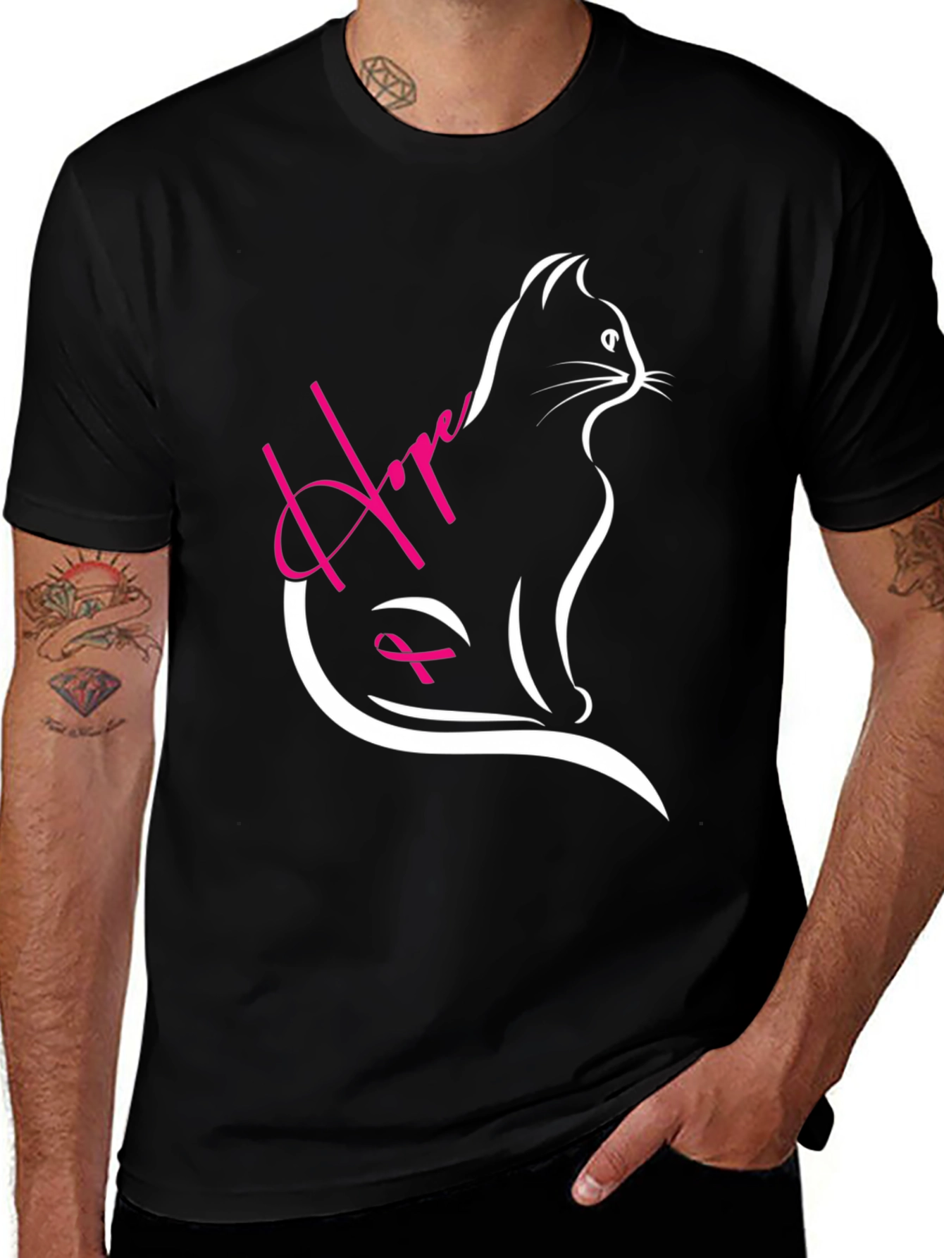 Variant 12 of Hope Cat T-Shirt - Breast Cancer Awareness Tee