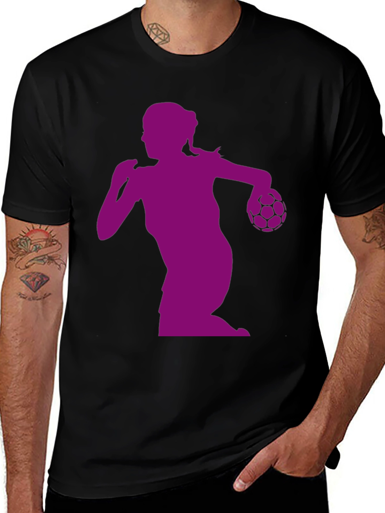 Variant 24 of Handball Girl Silhouette Black T-Shirt