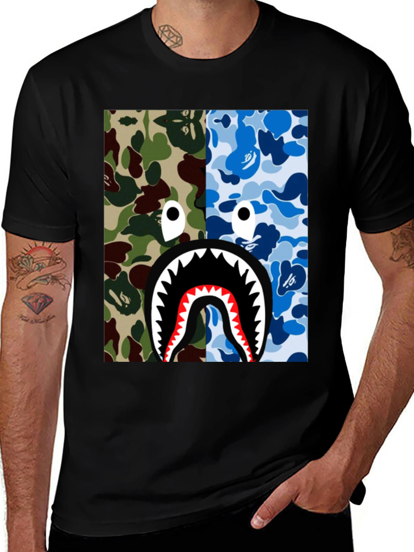 Variant 12 of Camo Shark Graphic T-Shirt