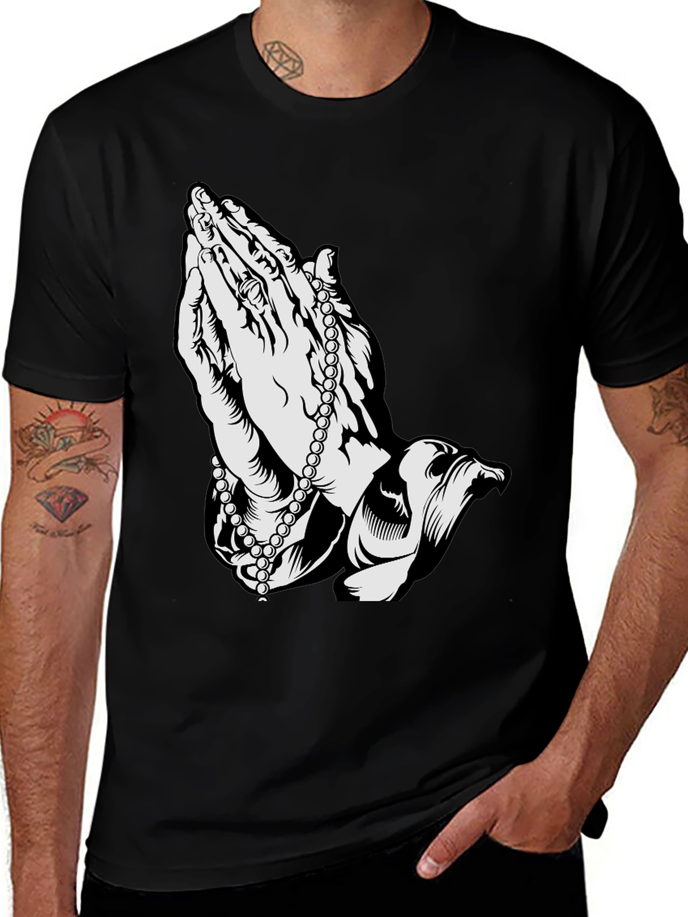 Variant 26 of Praying Hands Graphic Tee - Black