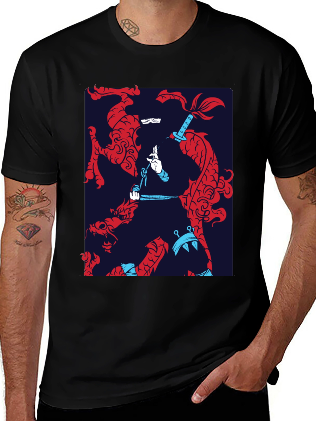 Variant 23 of Dragon Ninja Graphic Tee - Stylish Black T-Shirt