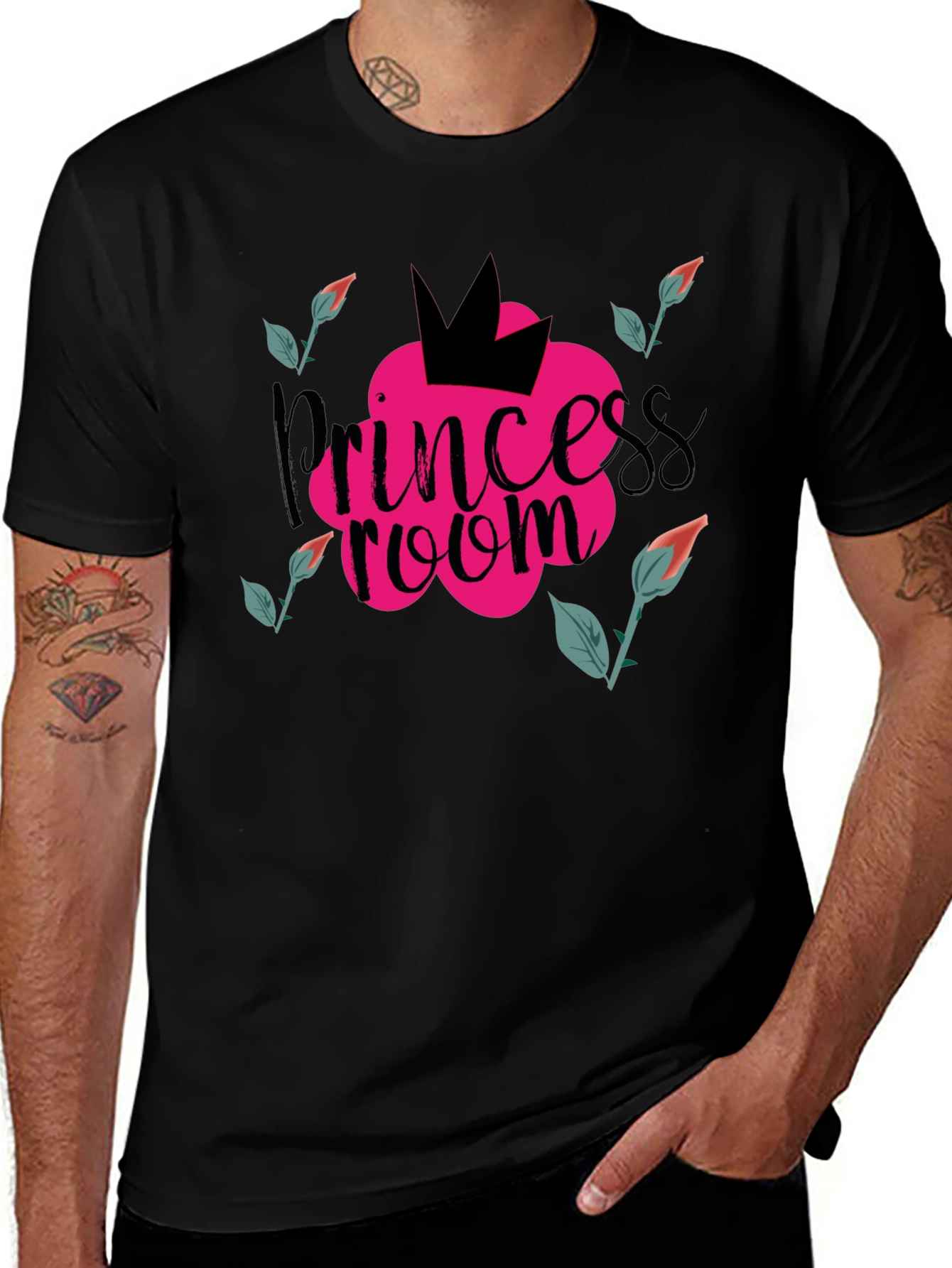Variant 23 of Princess Room Graphic Tee - Black Cotton T-Shirt