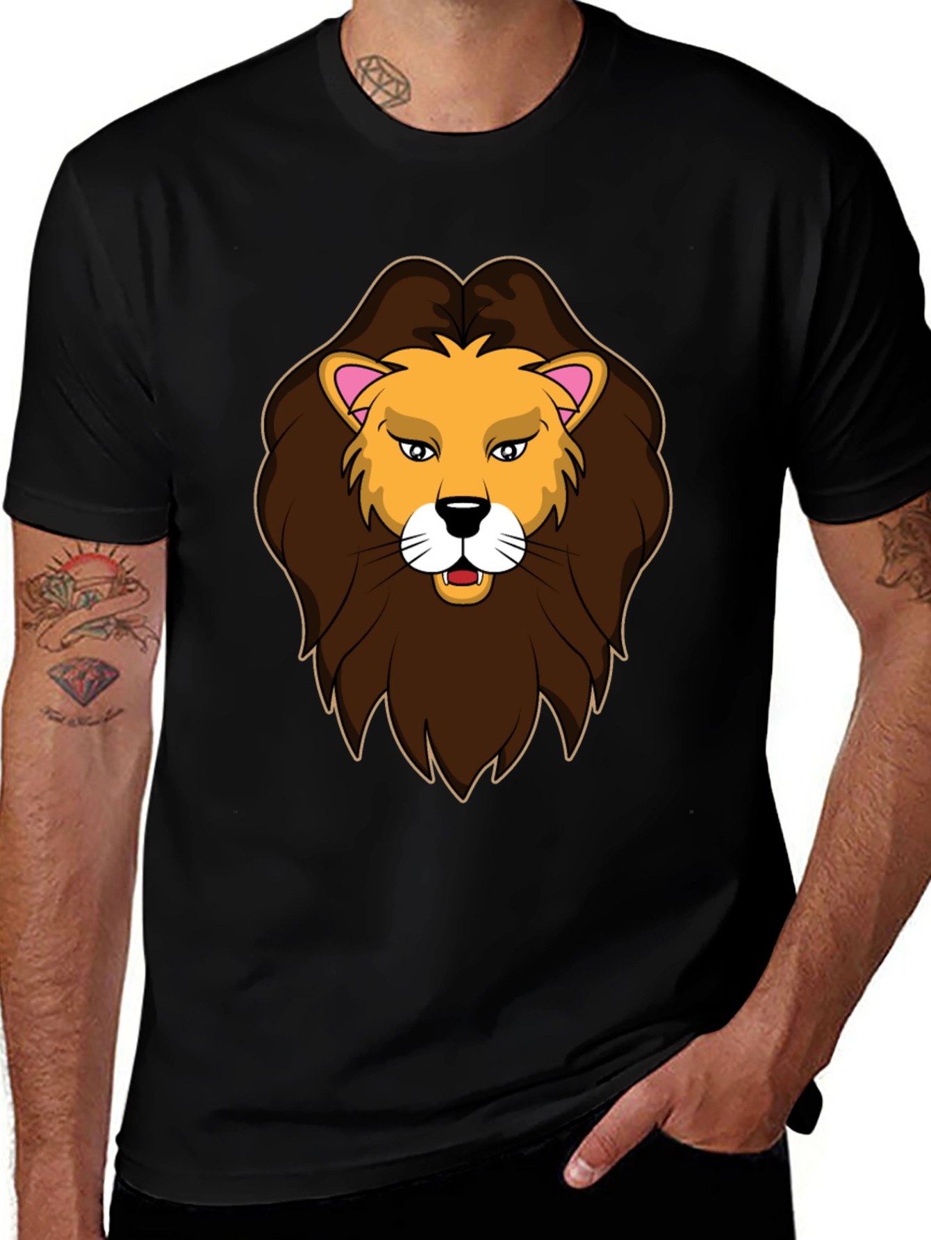 Variant 30 of Lion Graphic Print Black T-Shirt