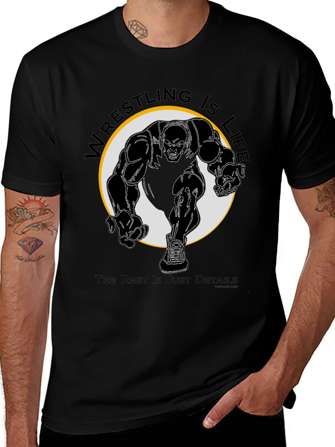 Black Wrestling Is Life Black T-Shirt main image