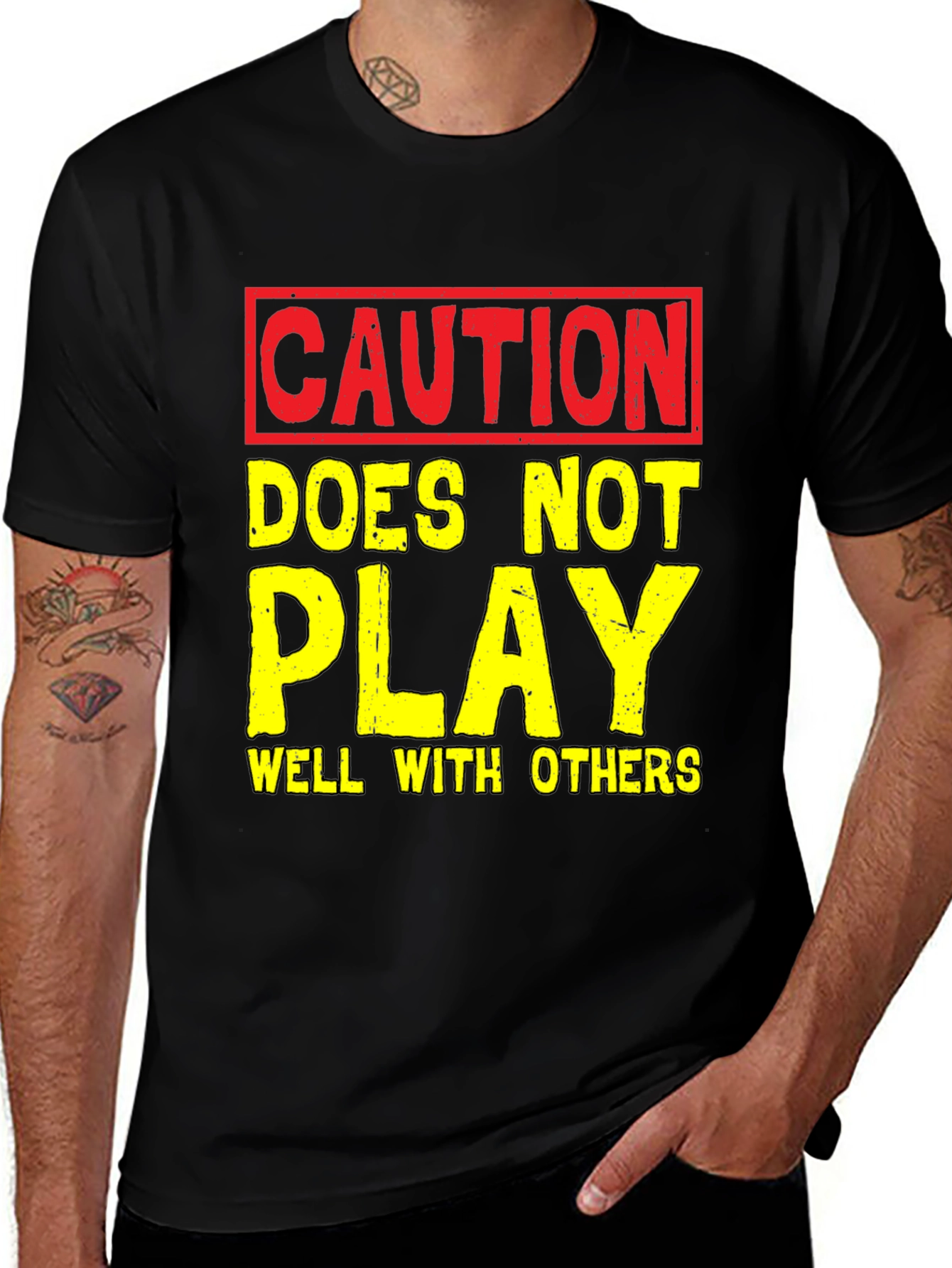 Variant 14 of Caution T-Shirt: Play Well With Others Funny Tee