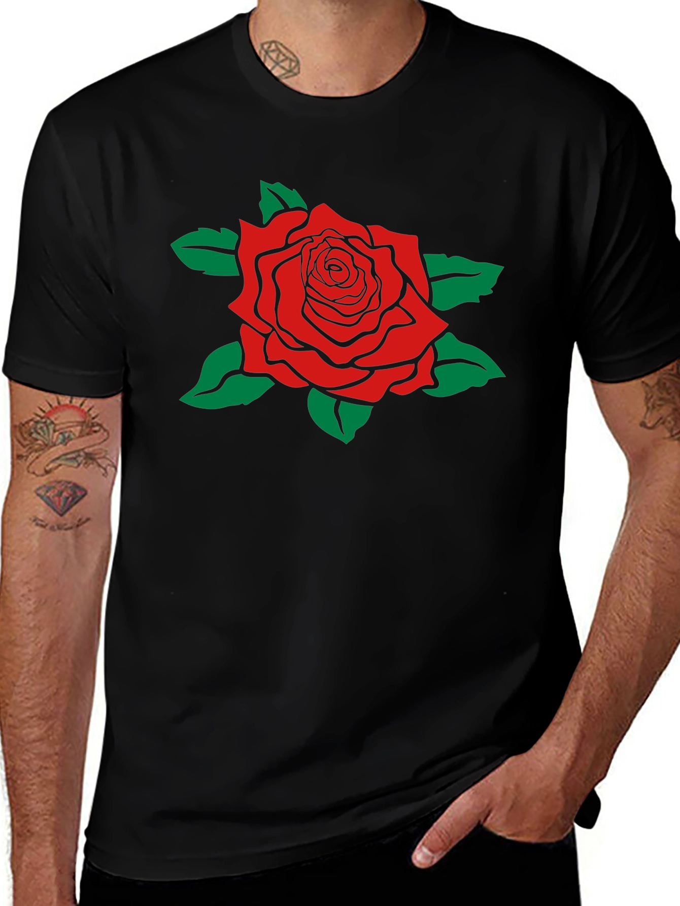 Variant 26 of Rose Graphic T-Shirt - Black