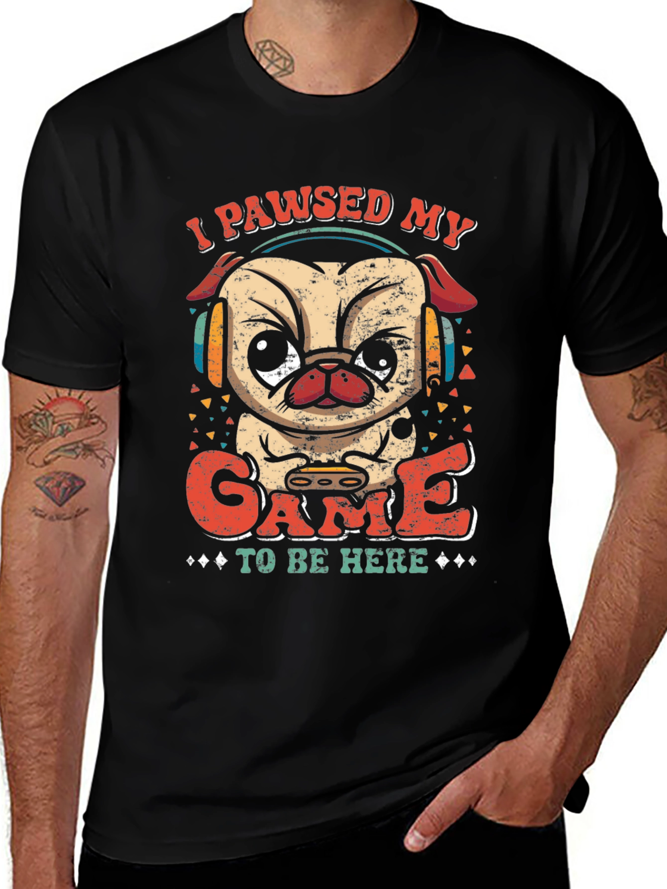 Variant 10 of Funny Gamer Pug T-Shirt - I Paused My Game