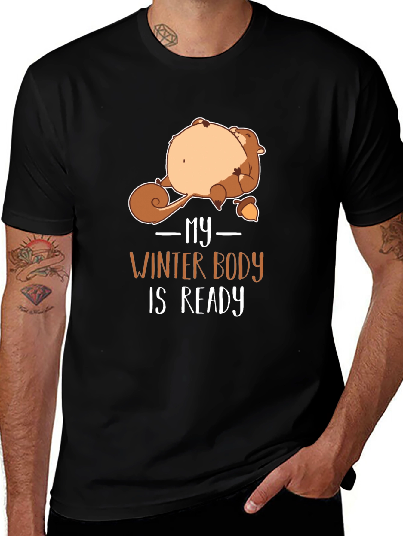 Variant 3 of Funny Winter Body Ready Squirrel Graphic T-Shirt