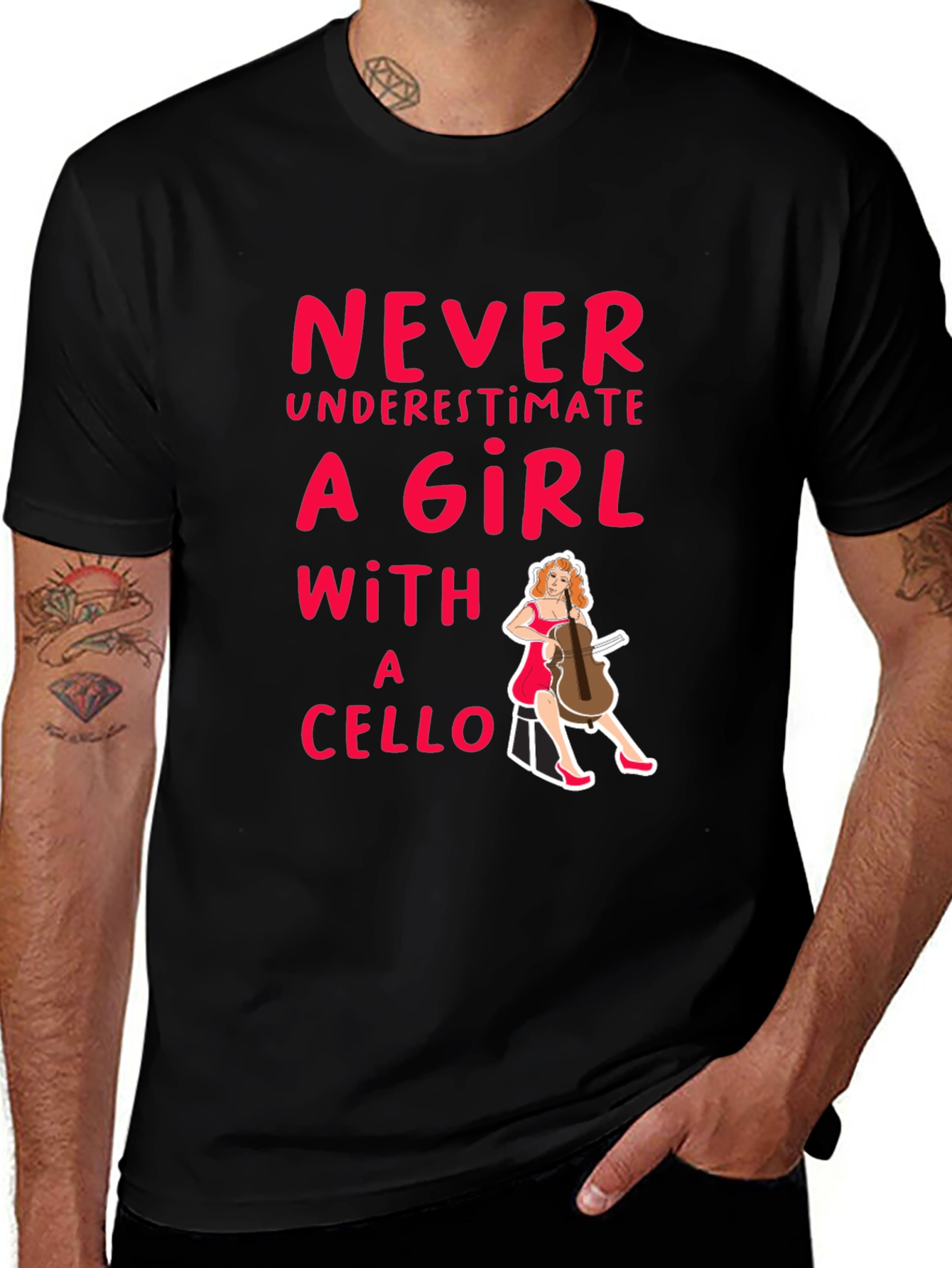 Variant 19 of Never Underestimate A Girl With A Cello Black T-Shirt