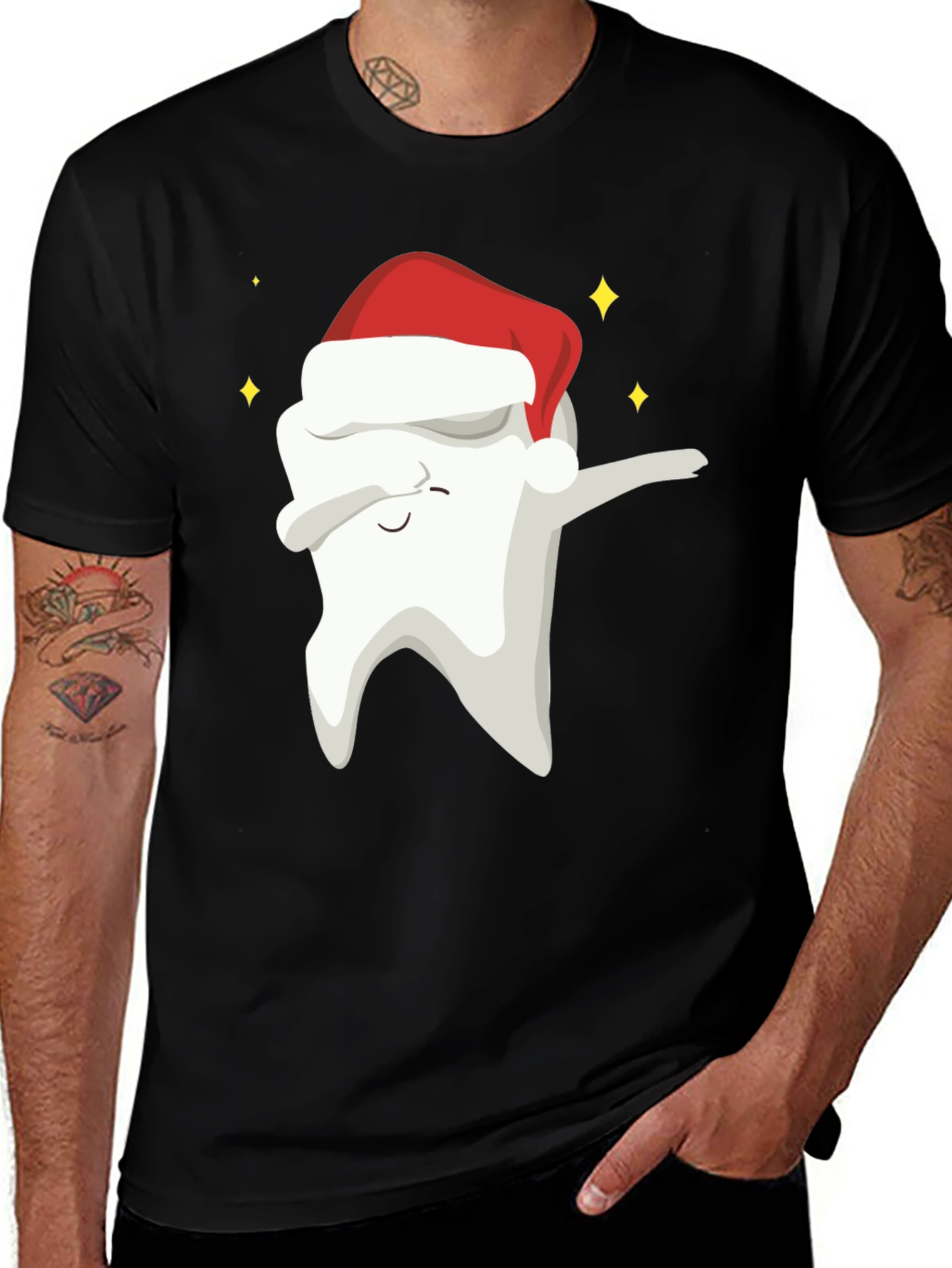 Variant 14 of Festive Dental Dab T-Shirt - Holiday Tooth Tee