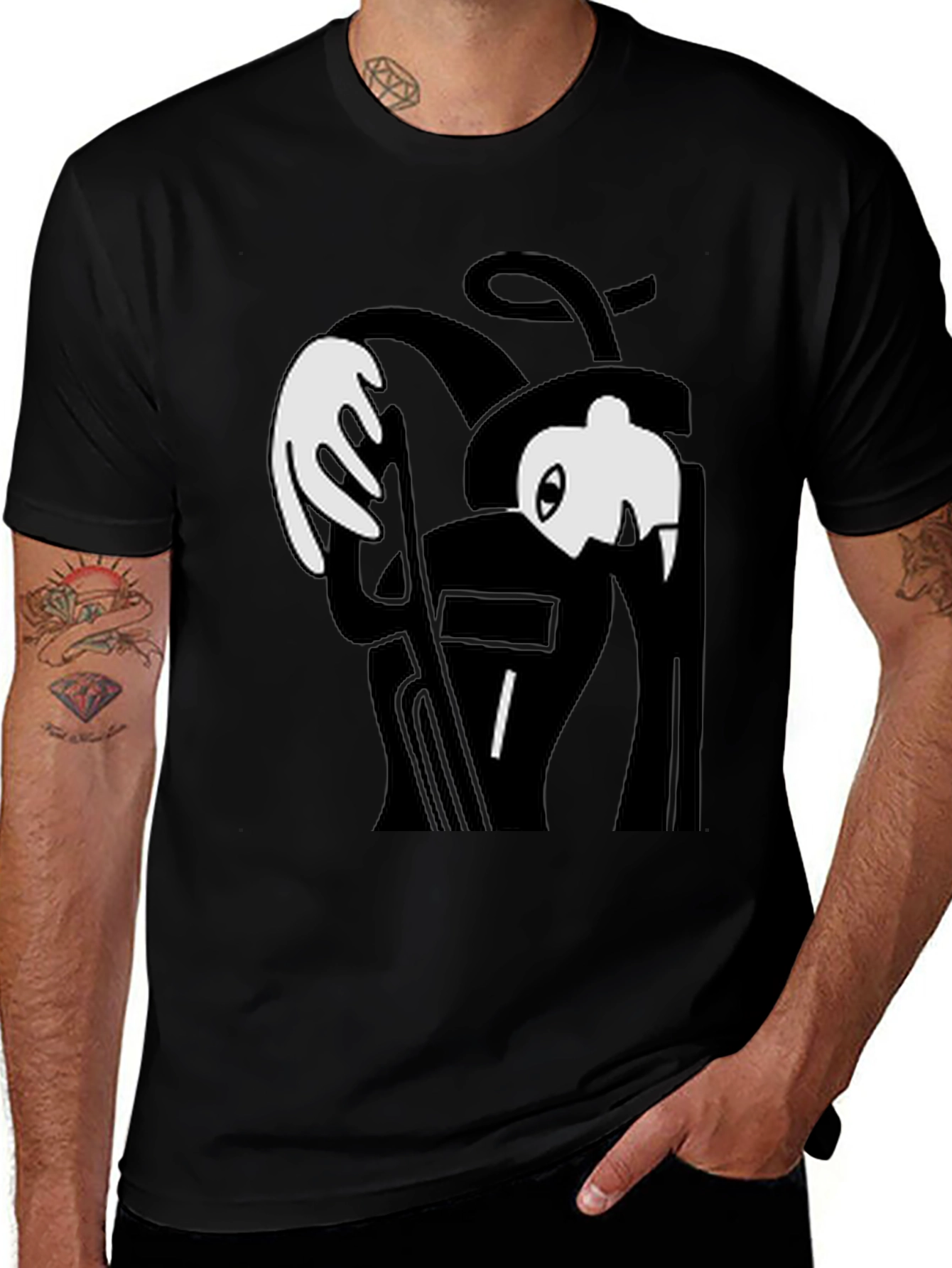 Variant 29 of Cartoon Character Graphic Print Black T-Shirt