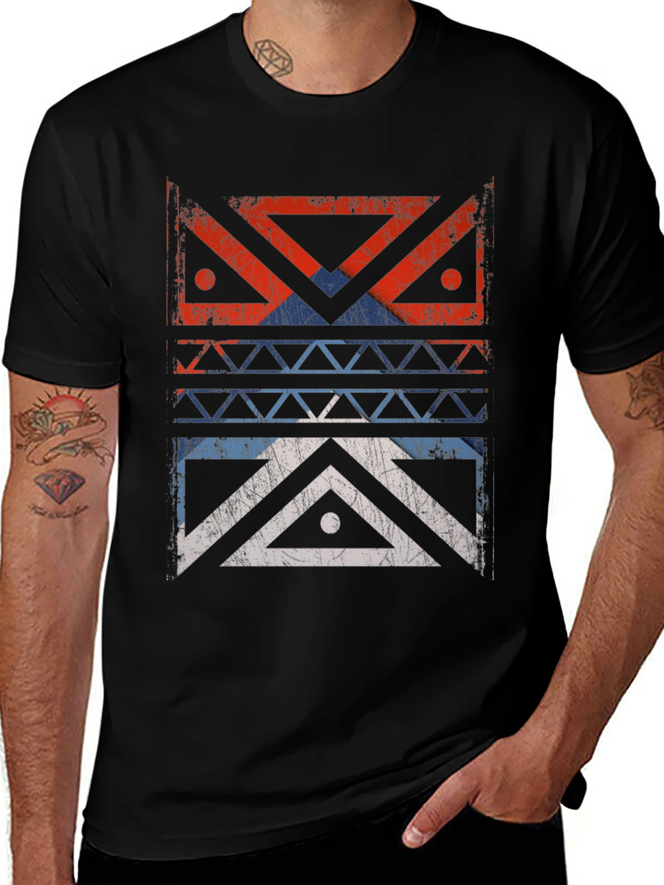 Variant 21 of Distressed Geometric Design Graphic Tee