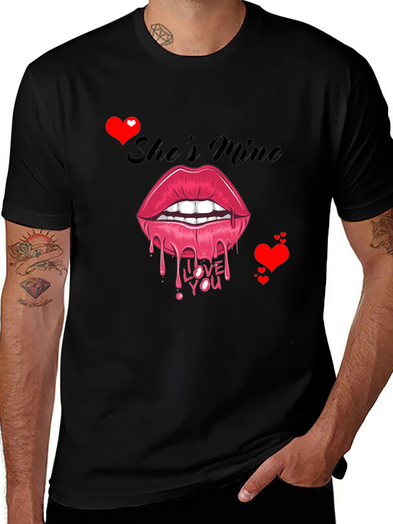 Variant 18 of She's Mine Lips Graphic Tee - Valentine's Day Gift