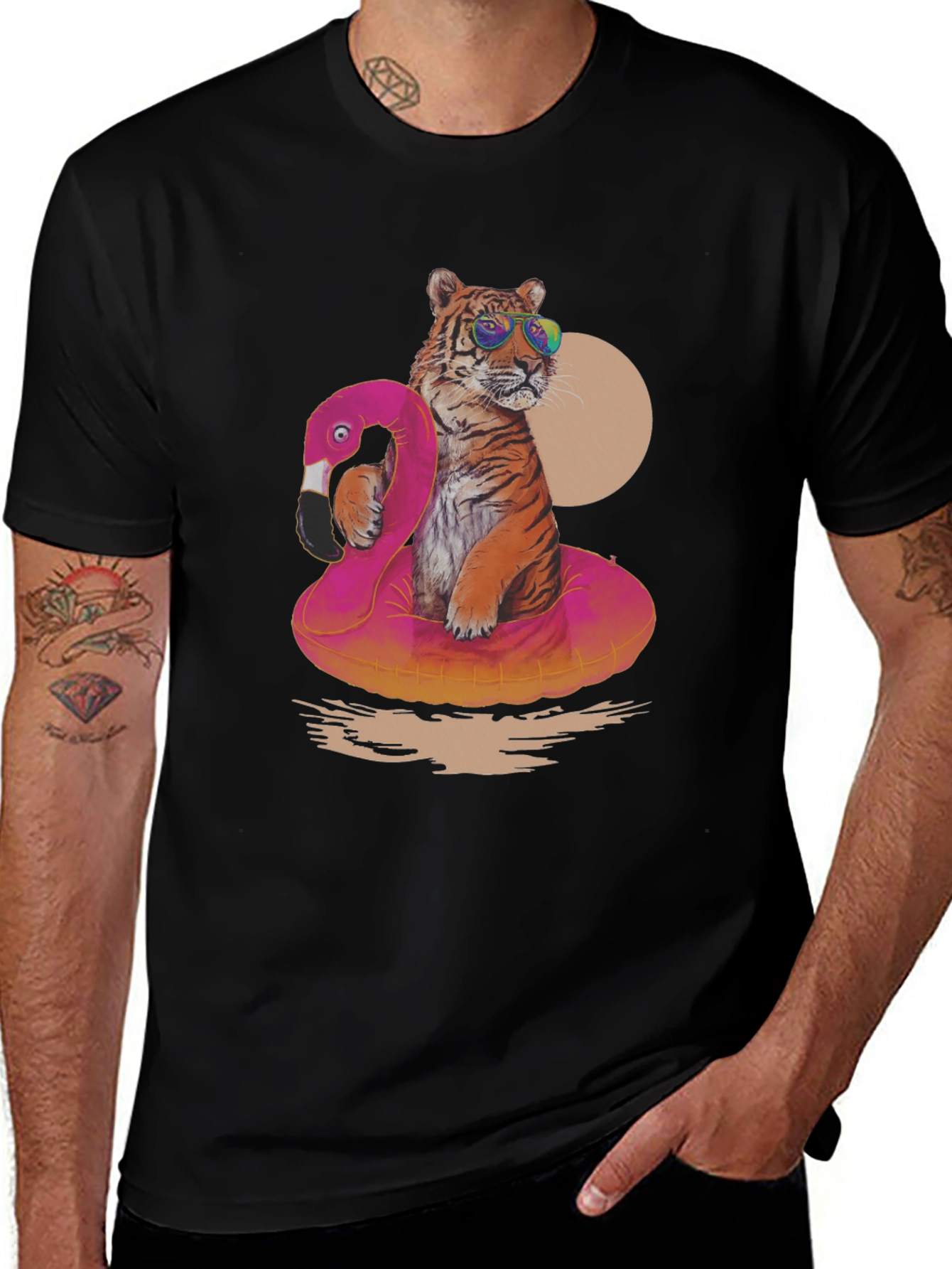 Variant 30 of Tiger on Flamingo Float T-Shirt
