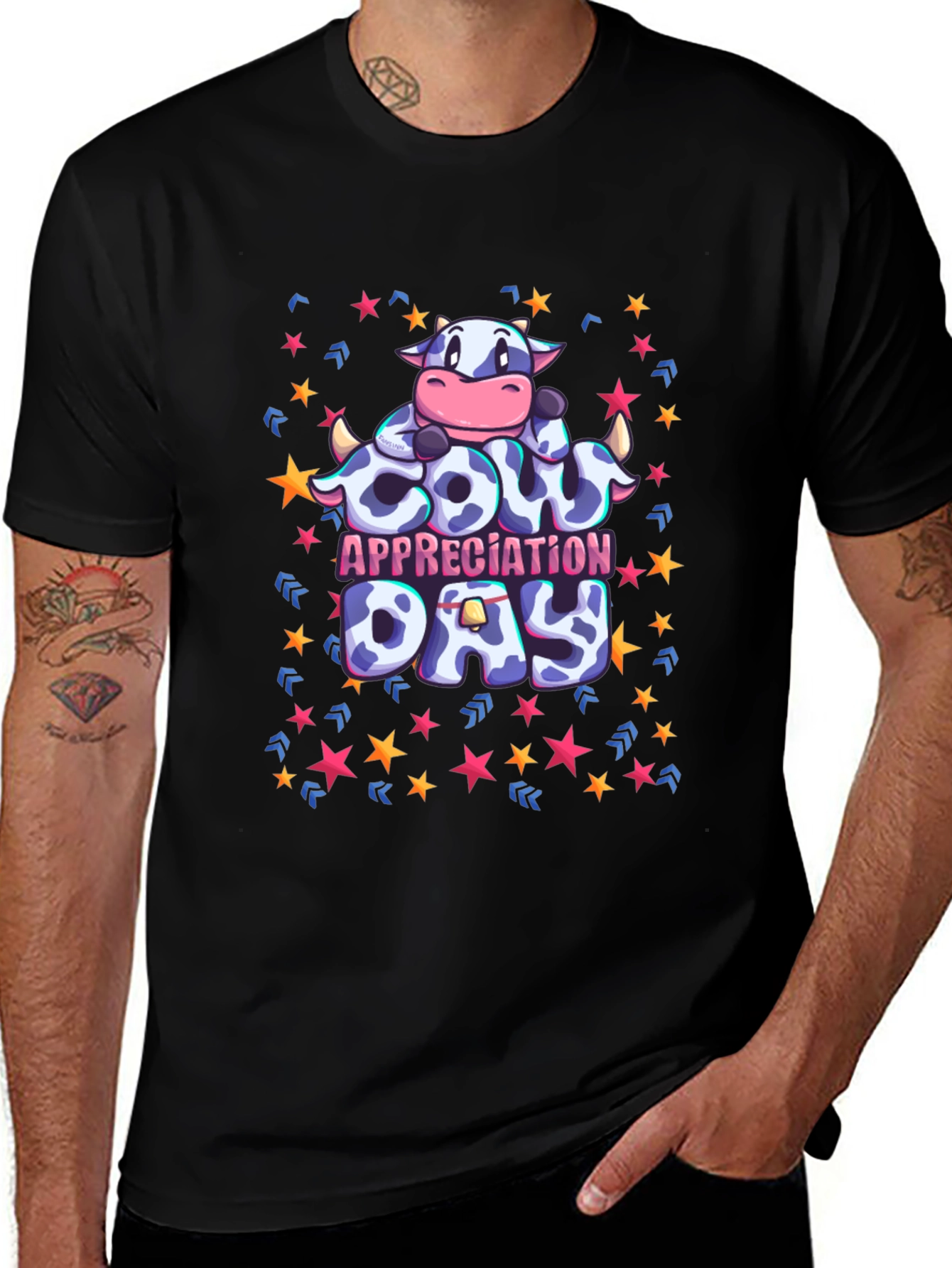 Variant 3 of Cow Appreciation Day Black Graphic Tee
