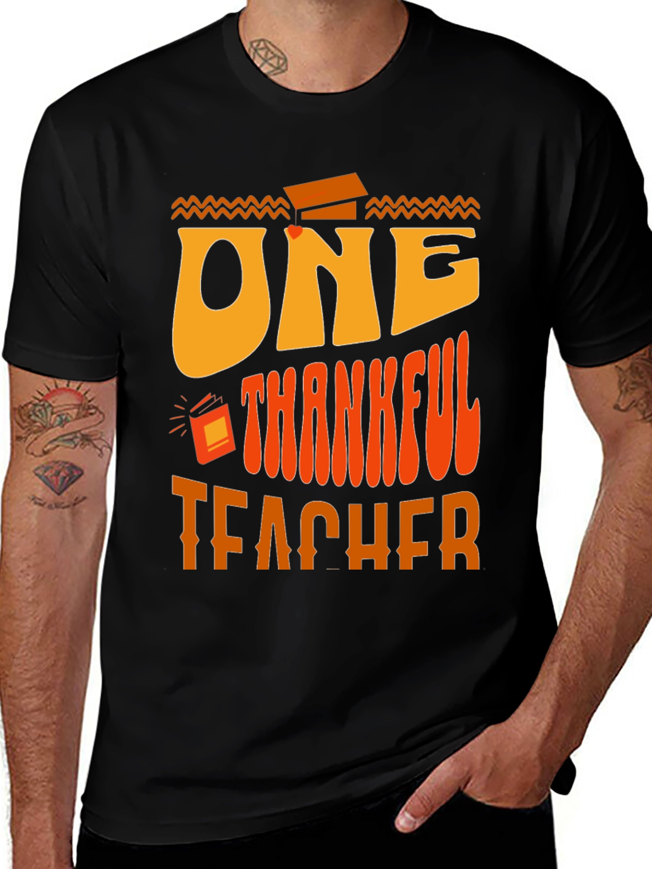 One Thankful Teacher T-Shirt - Thanksgiving Graphic Tee