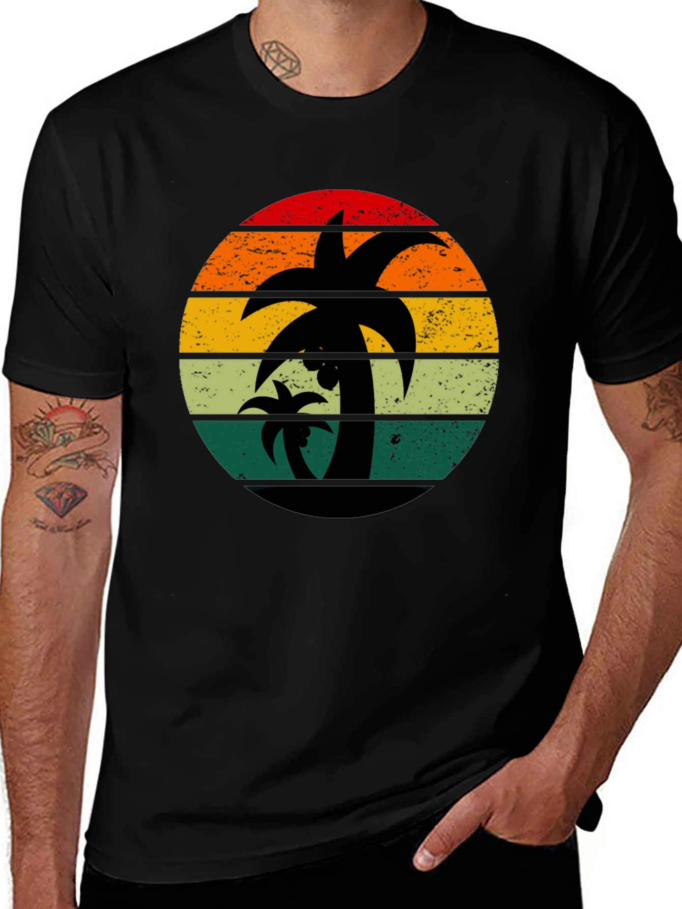 Variant 24 of Retro Palm Tree Graphic Tee - Vintage Sunset Design