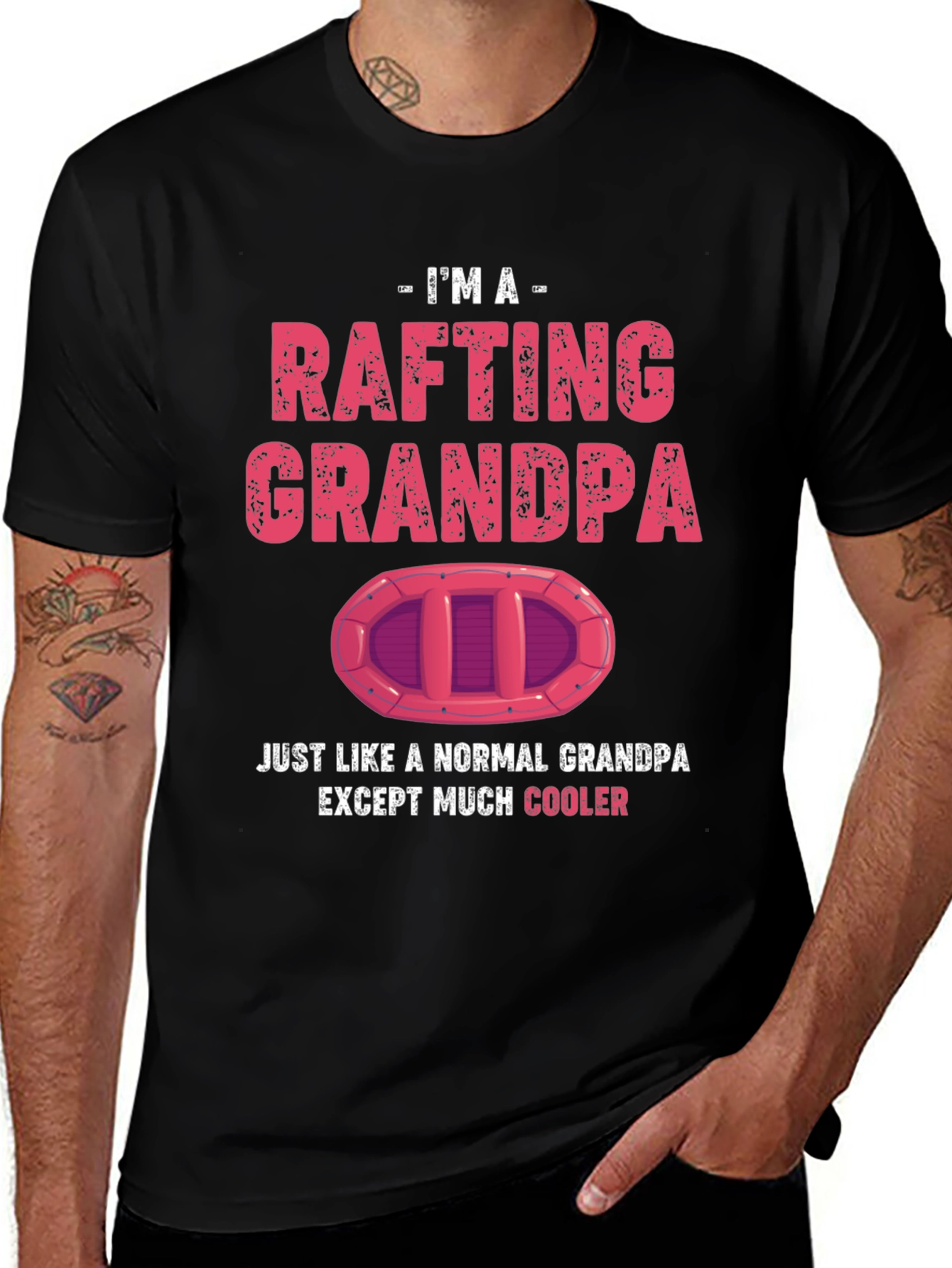 Rafting Grandpa Graphic T-Shirt - Cool Grandpa Tee